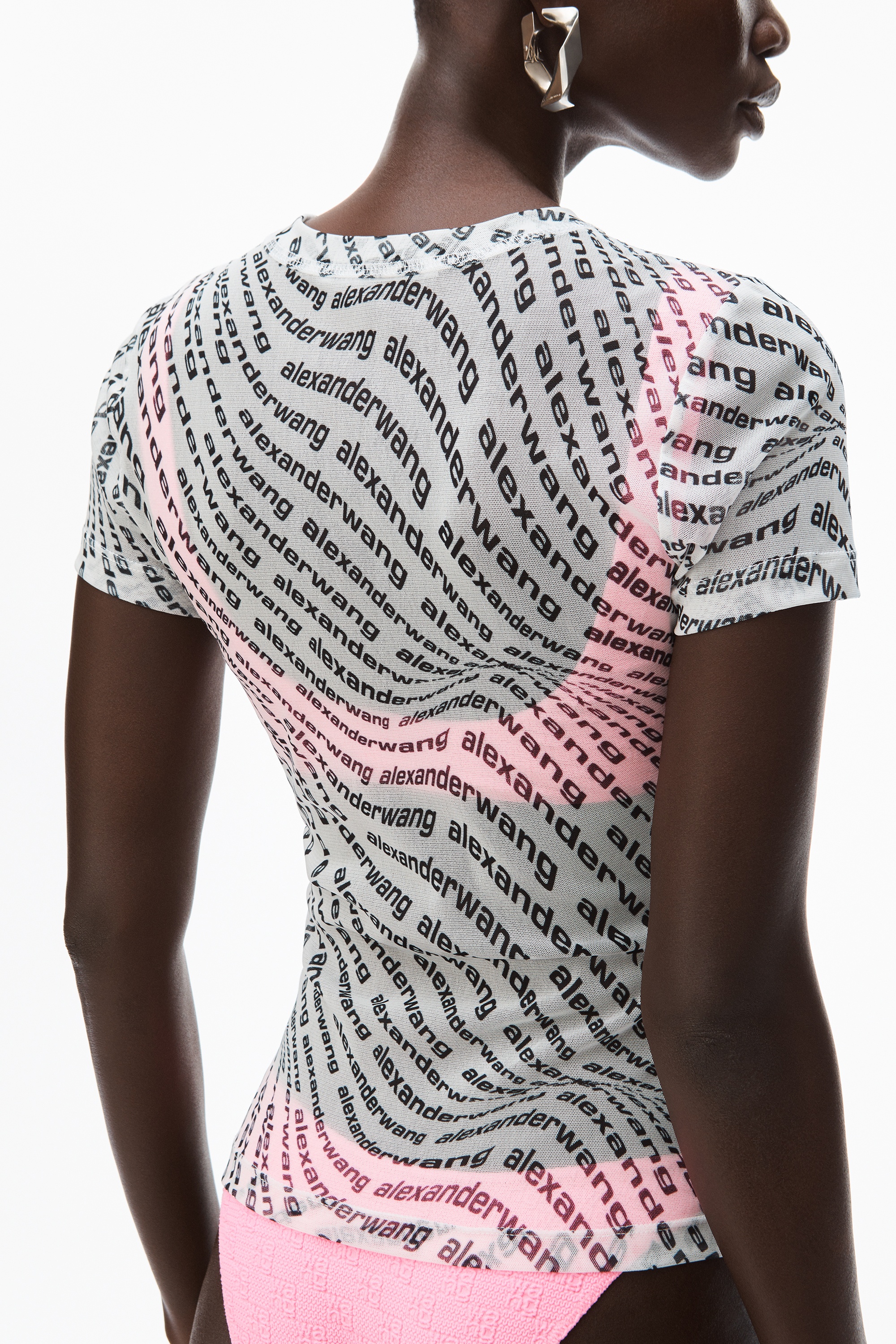 SHORT-SLEEVE TOP IN STRETCH LOGO MESH - 5