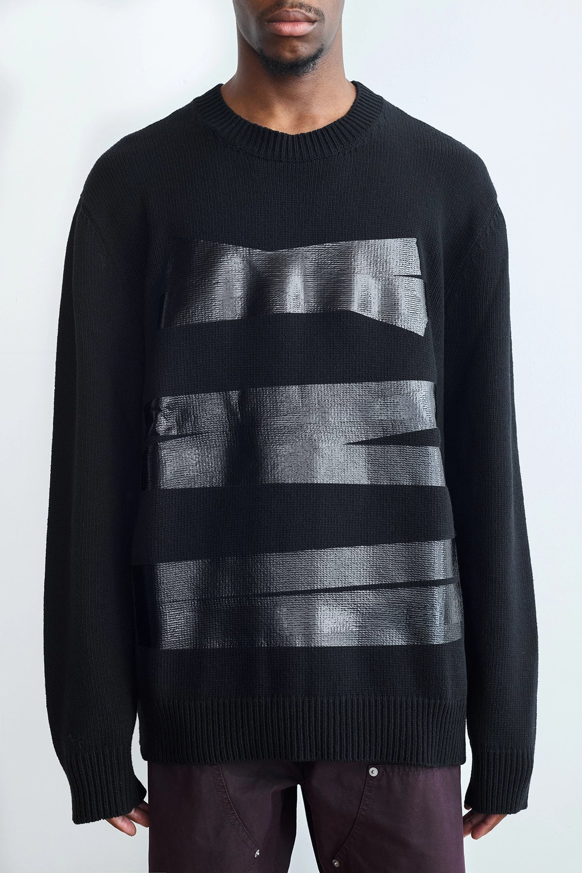 MM6 Maison Margiela Tape Crewneck Sweater Black - 4