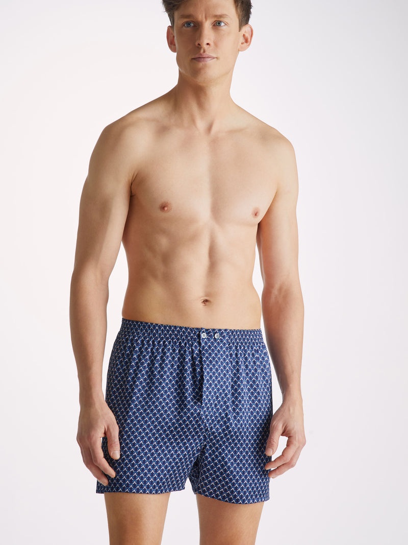 Geometric Pima Cotton Navy Men's Boxer Briefs