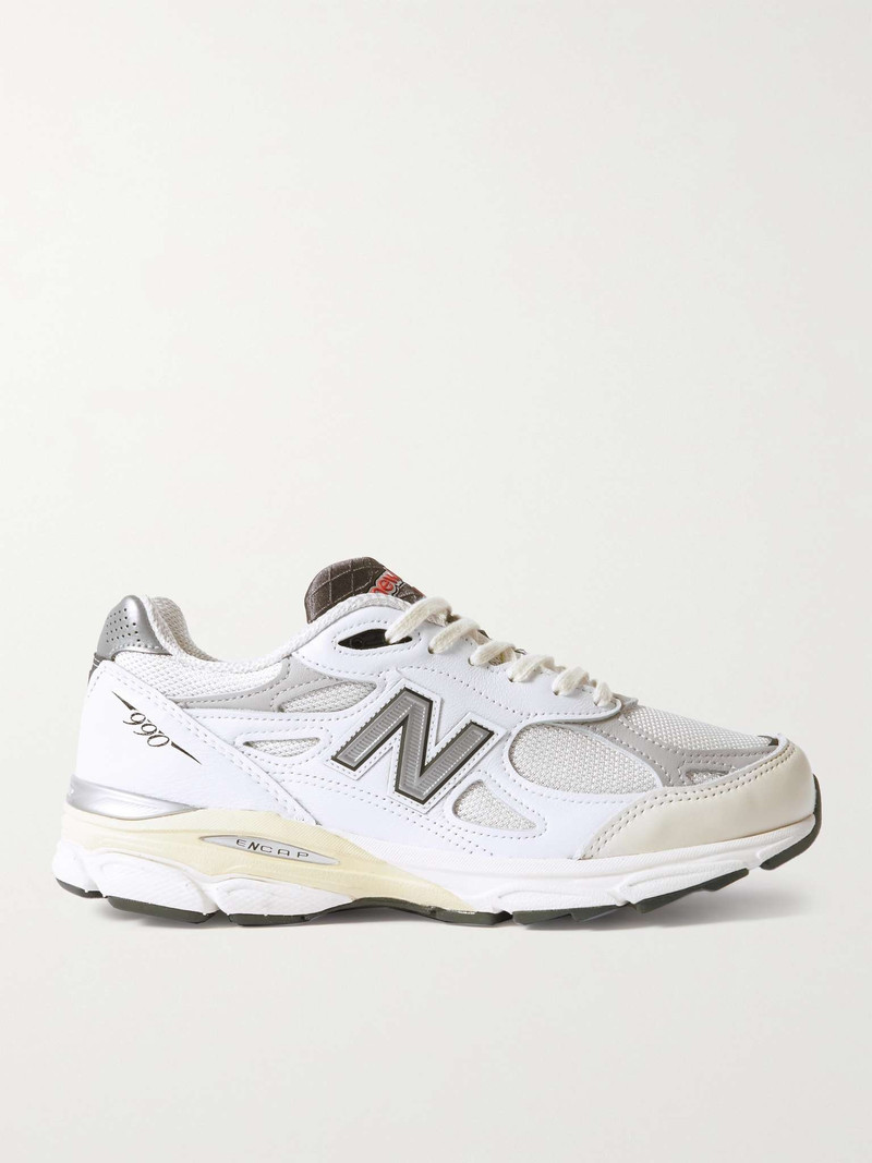 990 Leather and Mesh Sneakers - 1