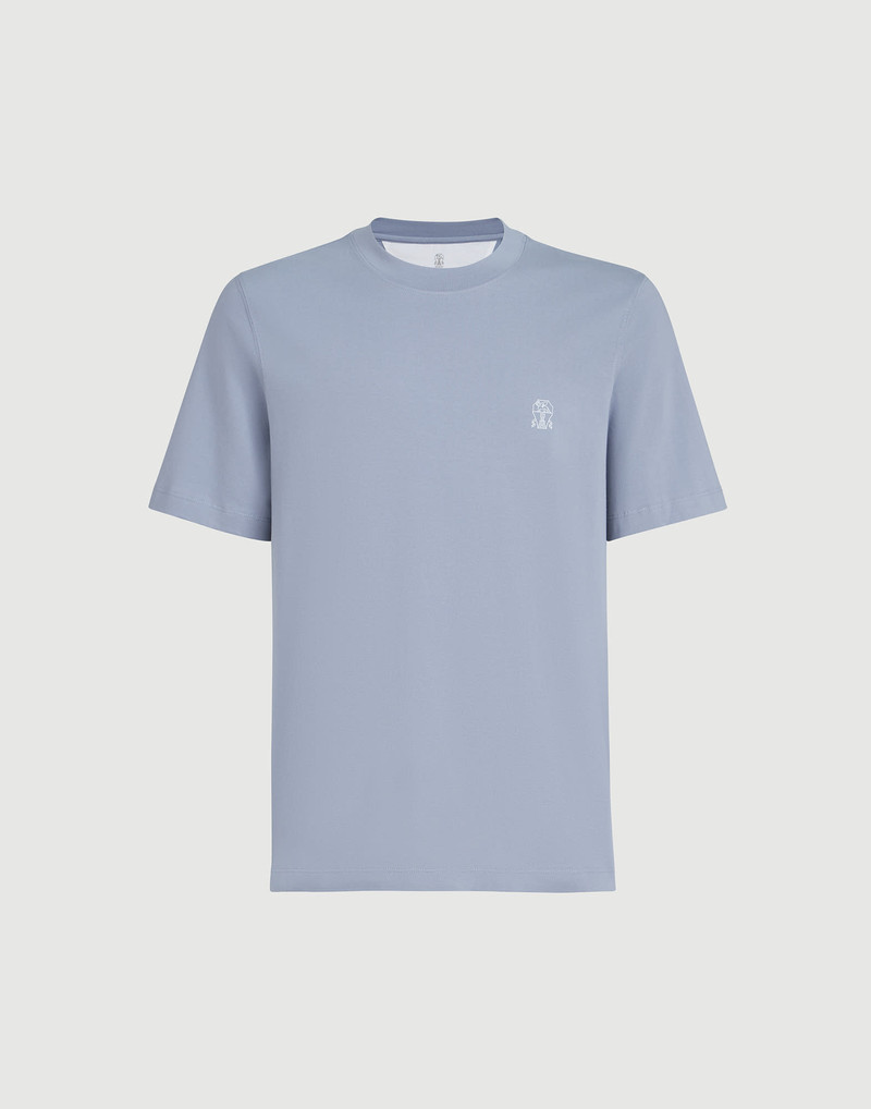 Cotton jersey crew neck T-shirt with logo 1