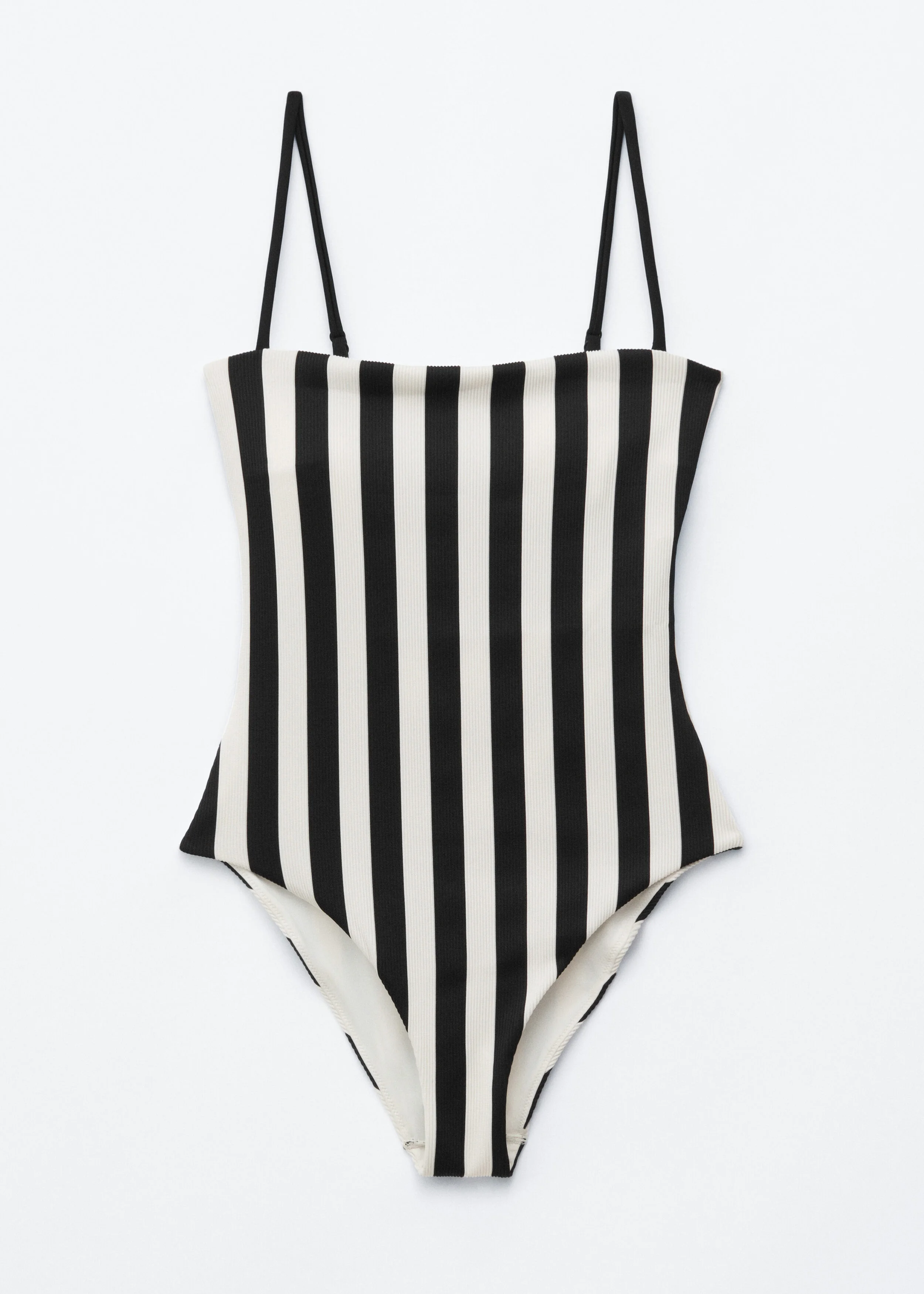 Square-Neck Striped Swimsuit - 1