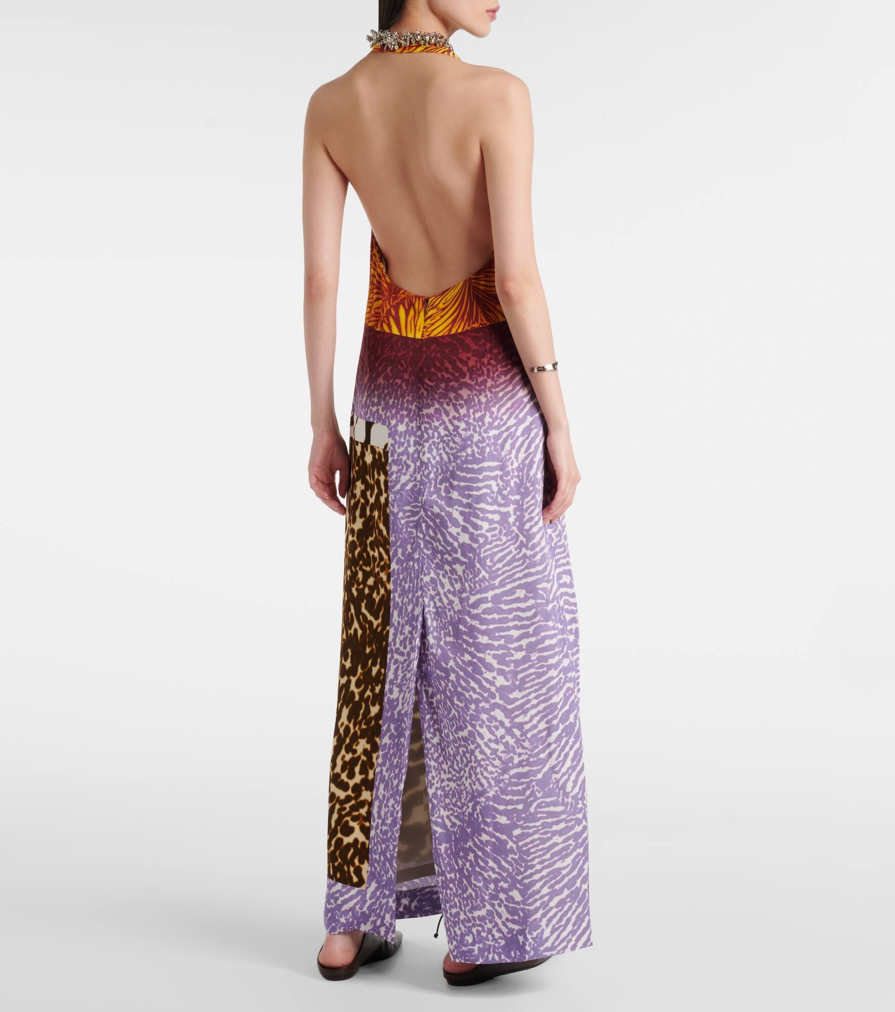 Printed halterneck maxi dress - 3