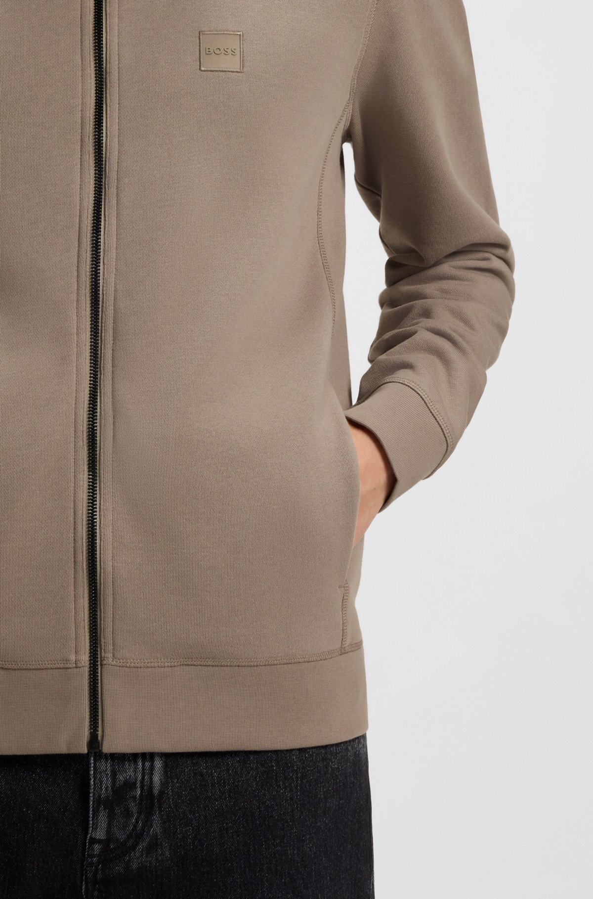 ZIP-UP JACKET IN COTTON TERRY WITH LOGO BADGE - 6