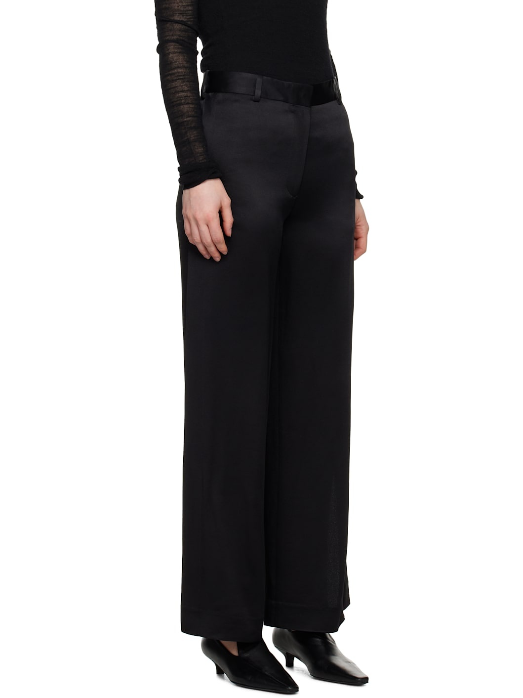 Black Cuff-Slit Trousers - 2
