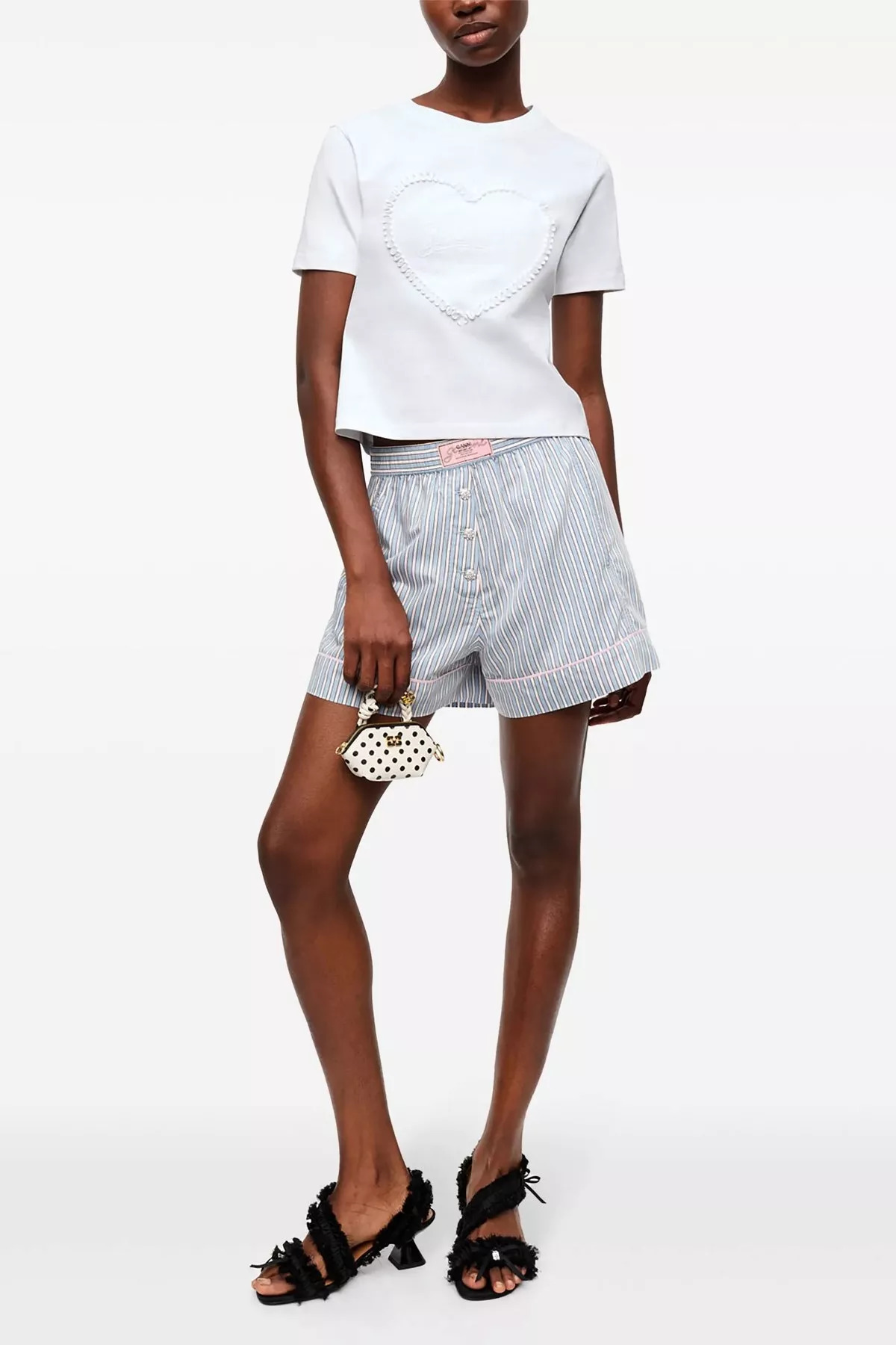 Heart embroidery T-shirt - 2
