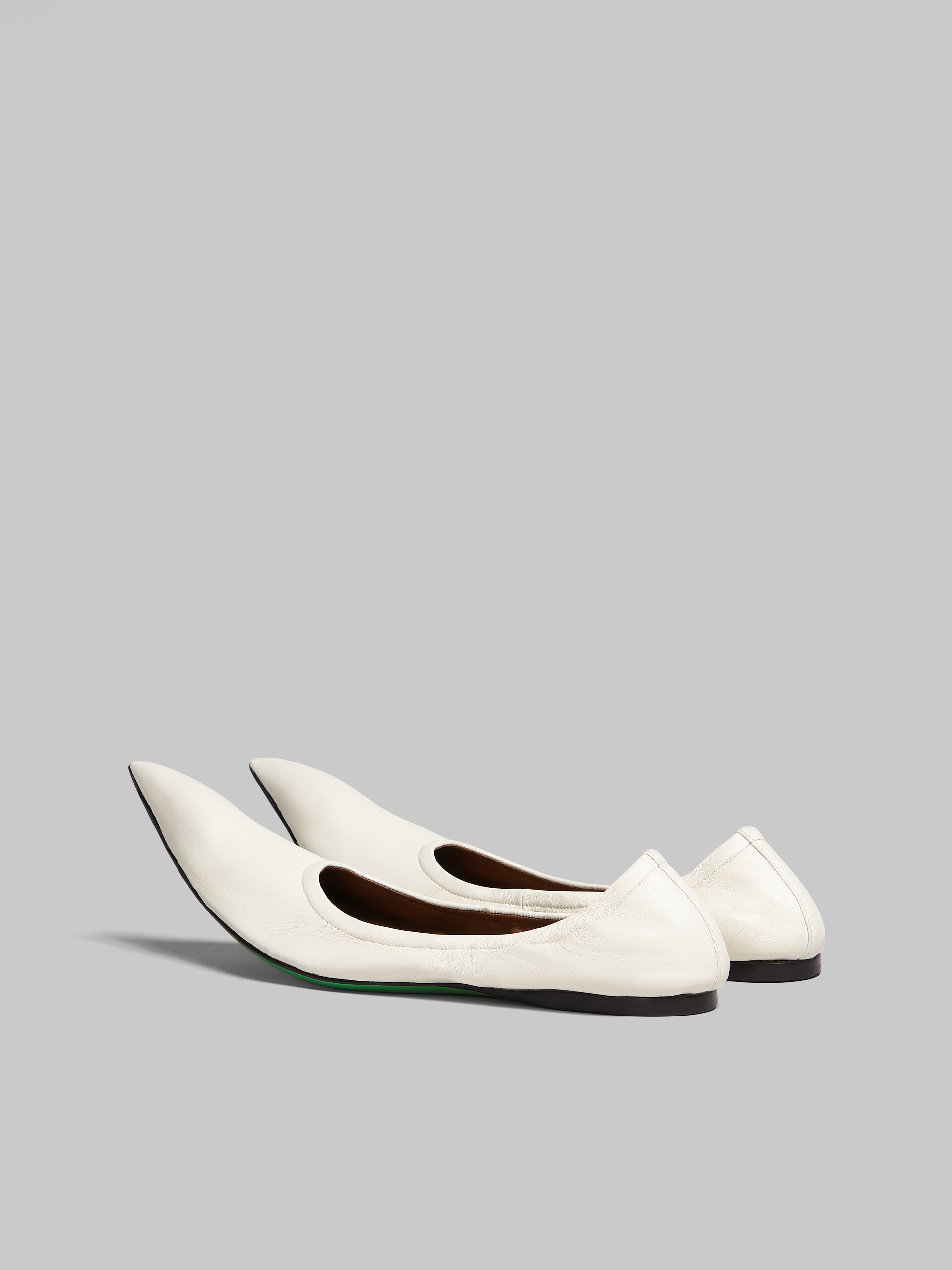 WHITE NAPPA POINTED-TOE BALLET FLATS - 3