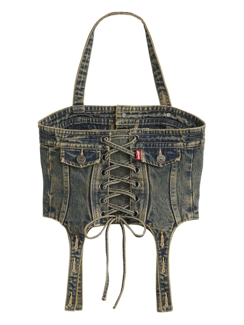 Andersson Bell corset-style denim top outlook