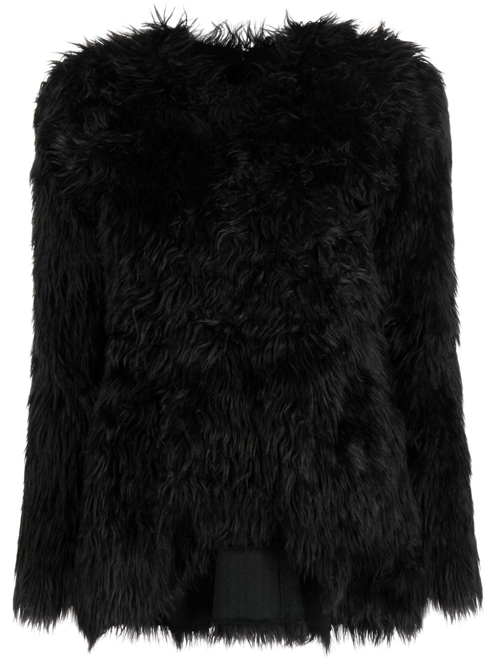 faux-fur long-sleeved top - 1