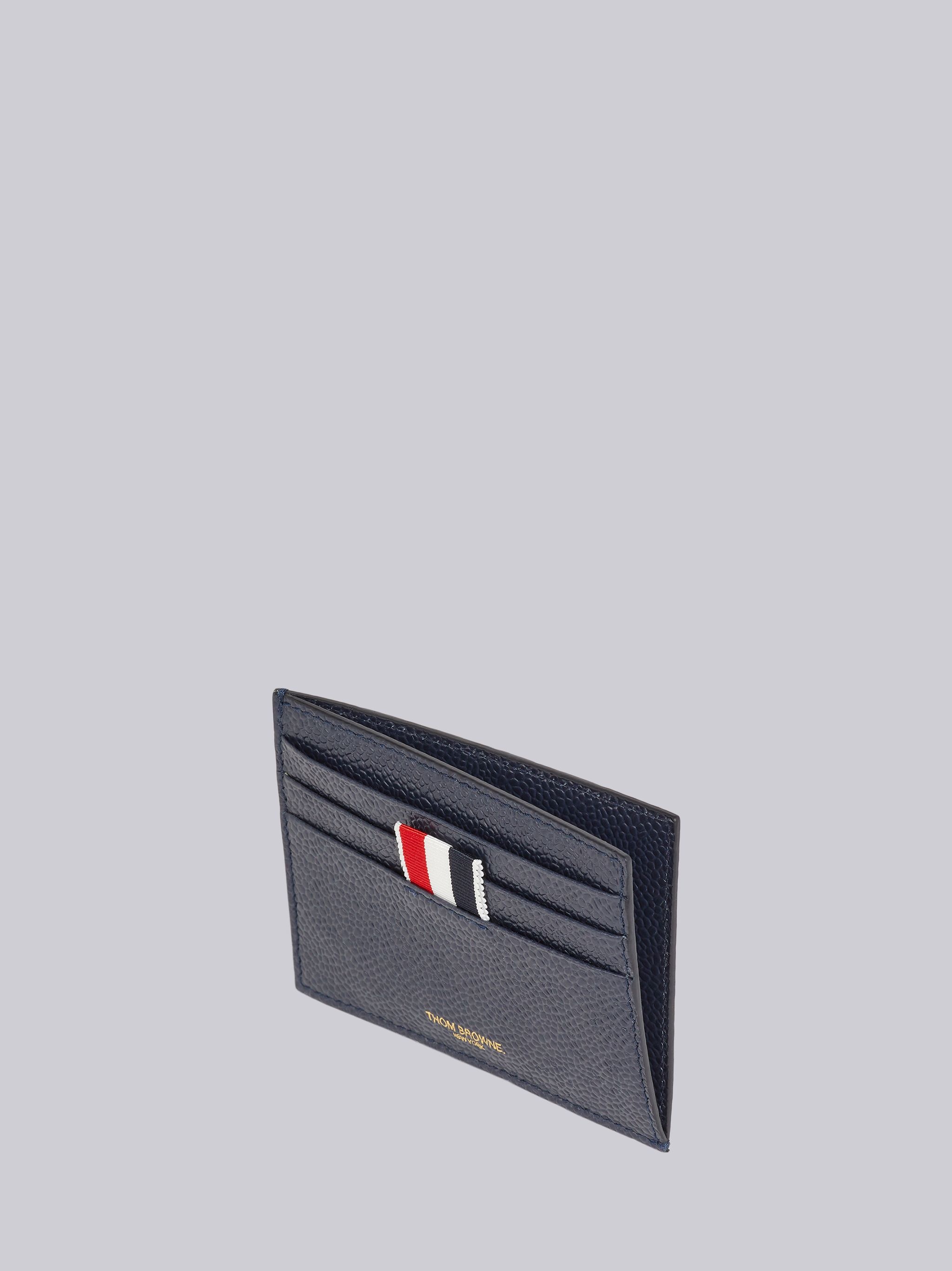 Navy Pebbled Calfskin 4-Bar Applique Note Card Holder - 3