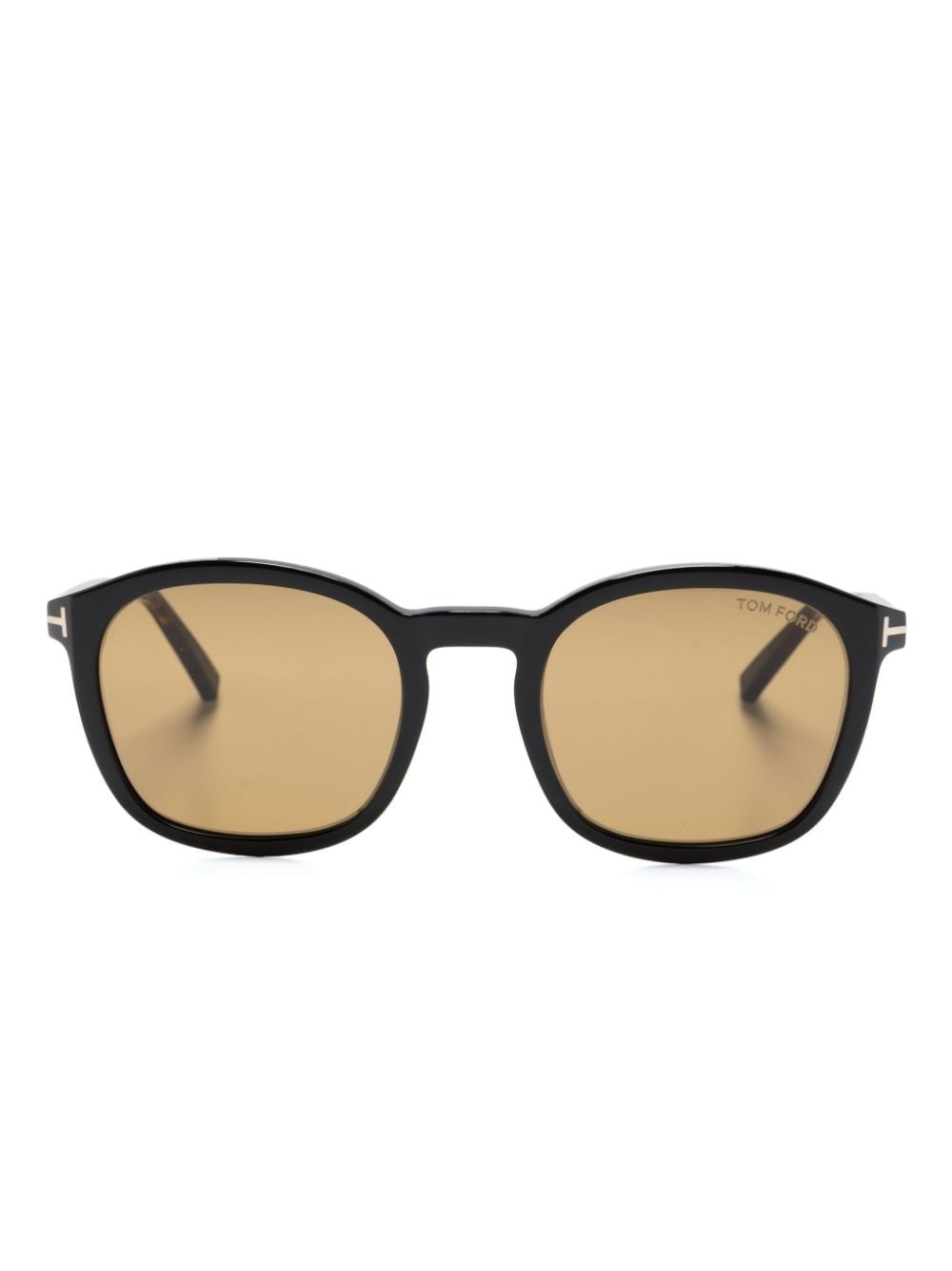 tortoiseshell-effect round-frame sunglasses - 1