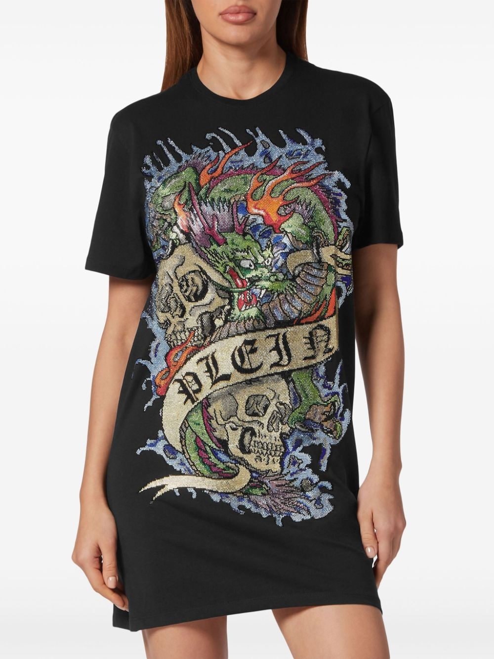 Tattoo crystal T-shirt dress - 3