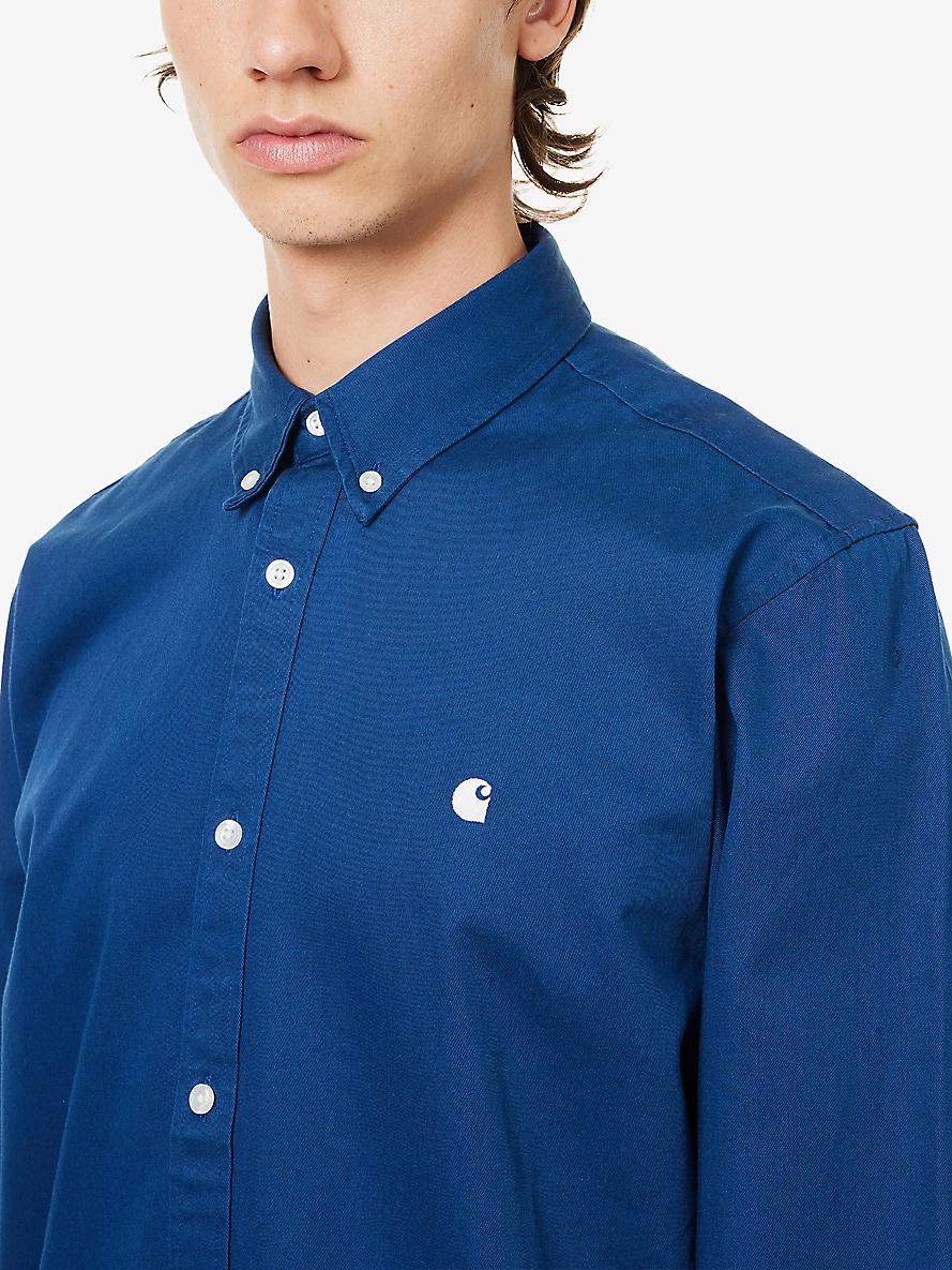 Madison brand-embroidered cotton-twill shirt - 5