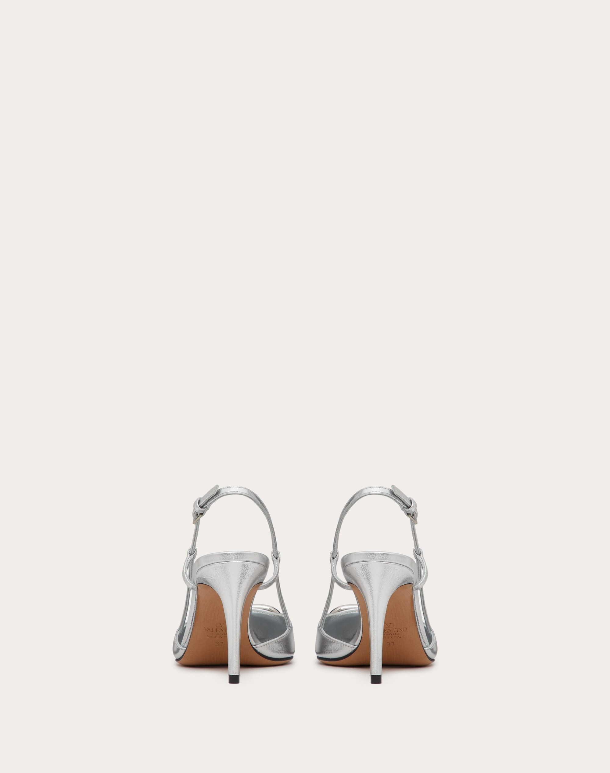 VLOGO SIGNATURE SLINGBACK PUMP IN LAMINATED NAPPA LEATHER 80MM - 3