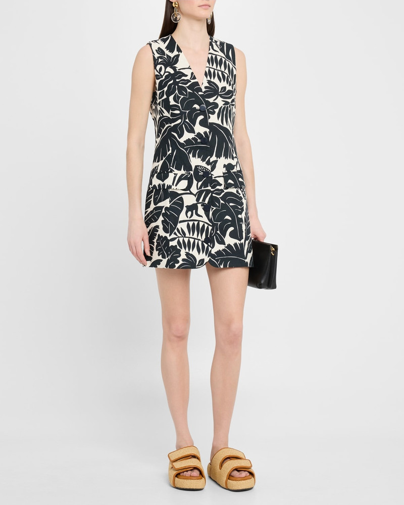 SIMONMILLER Carob Striped Linen Cotton Sleeveless Mini Dress outlook