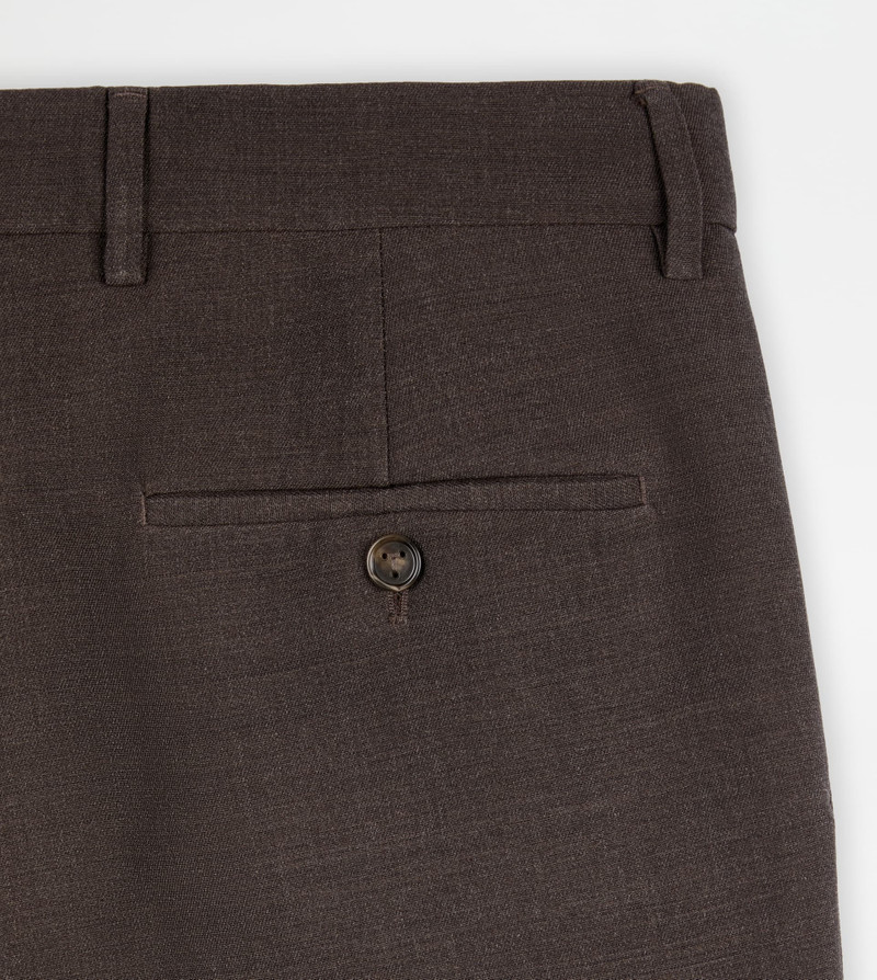 SLIM FIT PANTS IN WOOL - BROWN 8