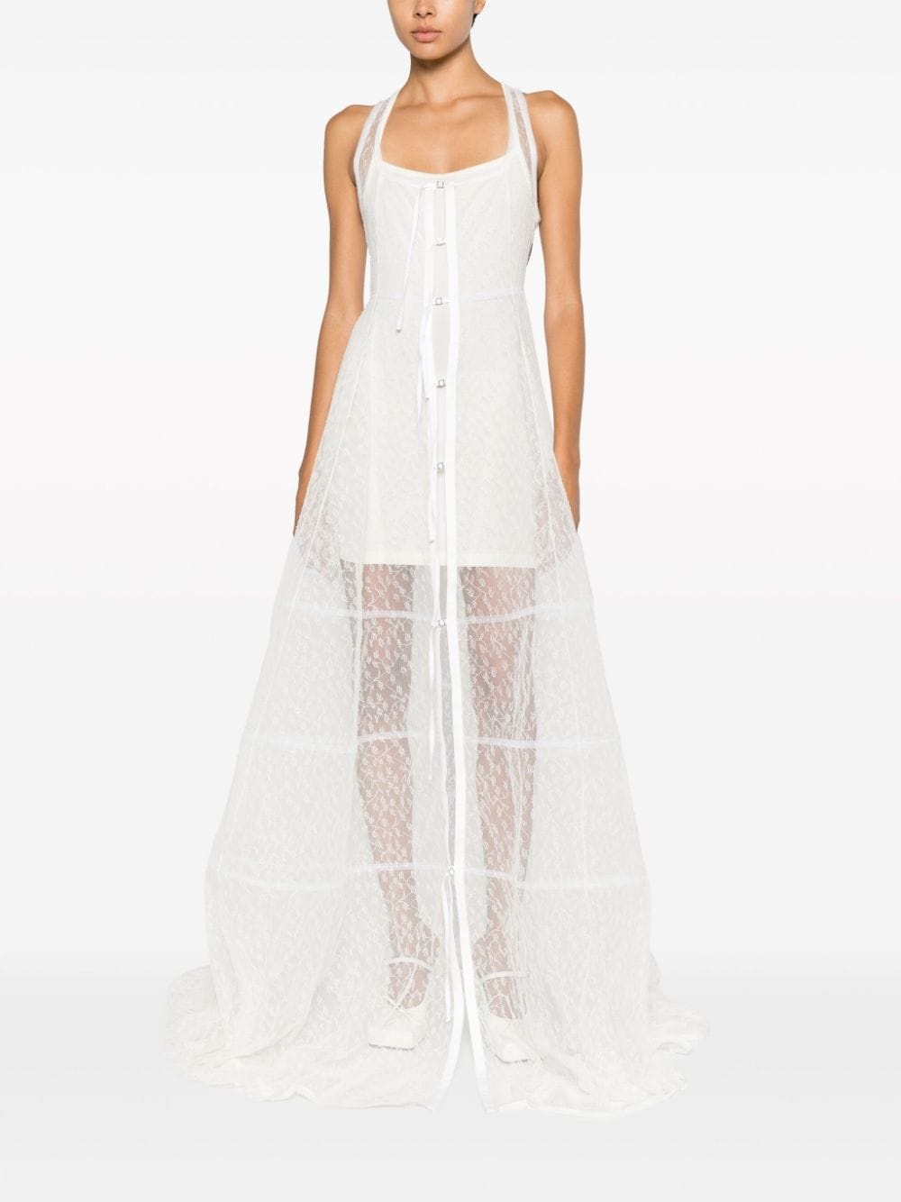 La robe Dentelle sheer panelled gown - 2