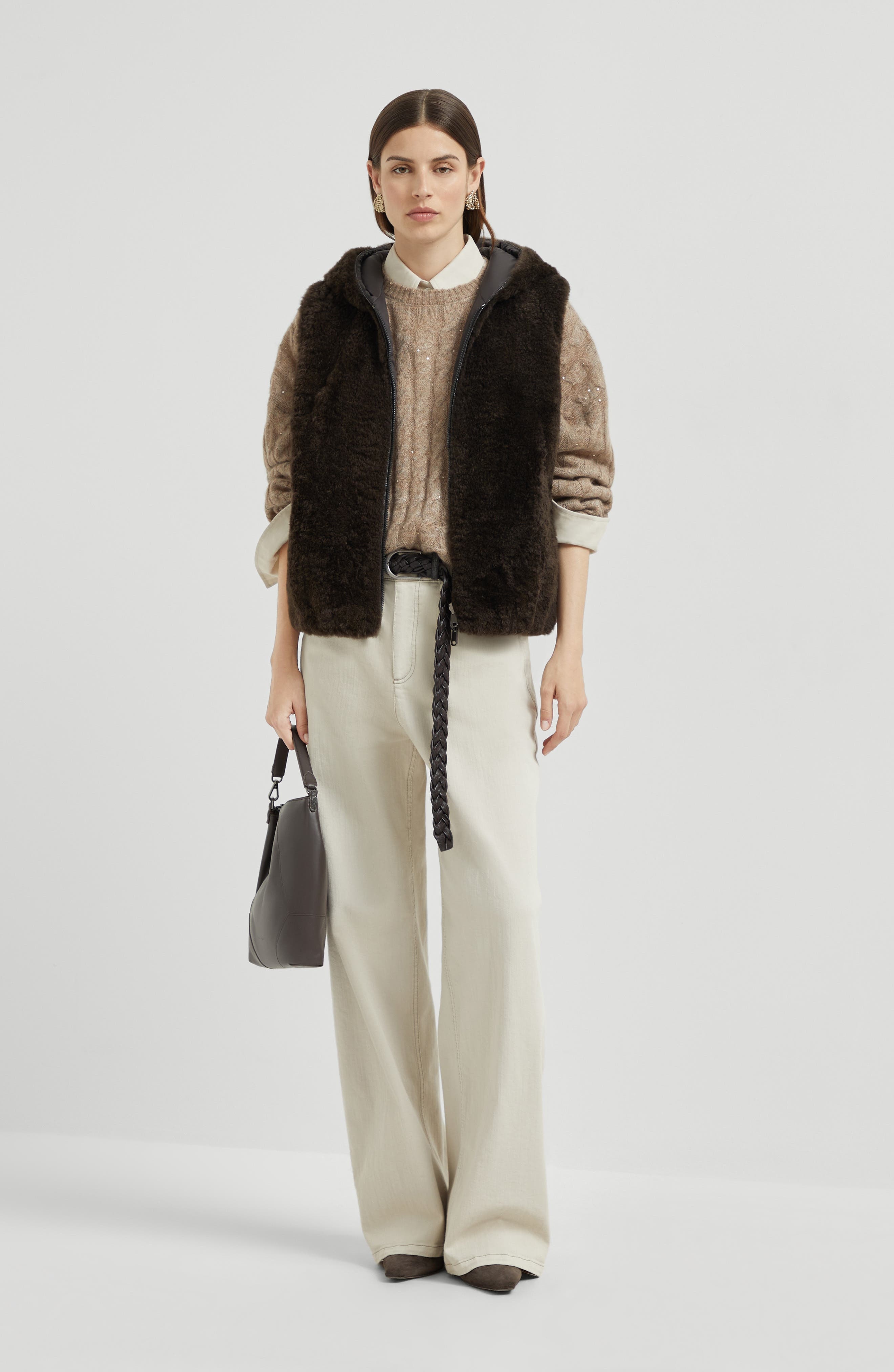Brunello Cucinelli Hooded sweater vest in Rust Brown at Nordstrom - 6