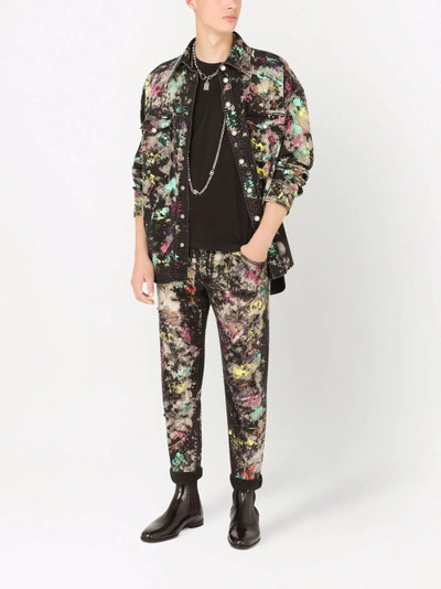 Dolce & Gabbana paint-print slim fit jeans outlook