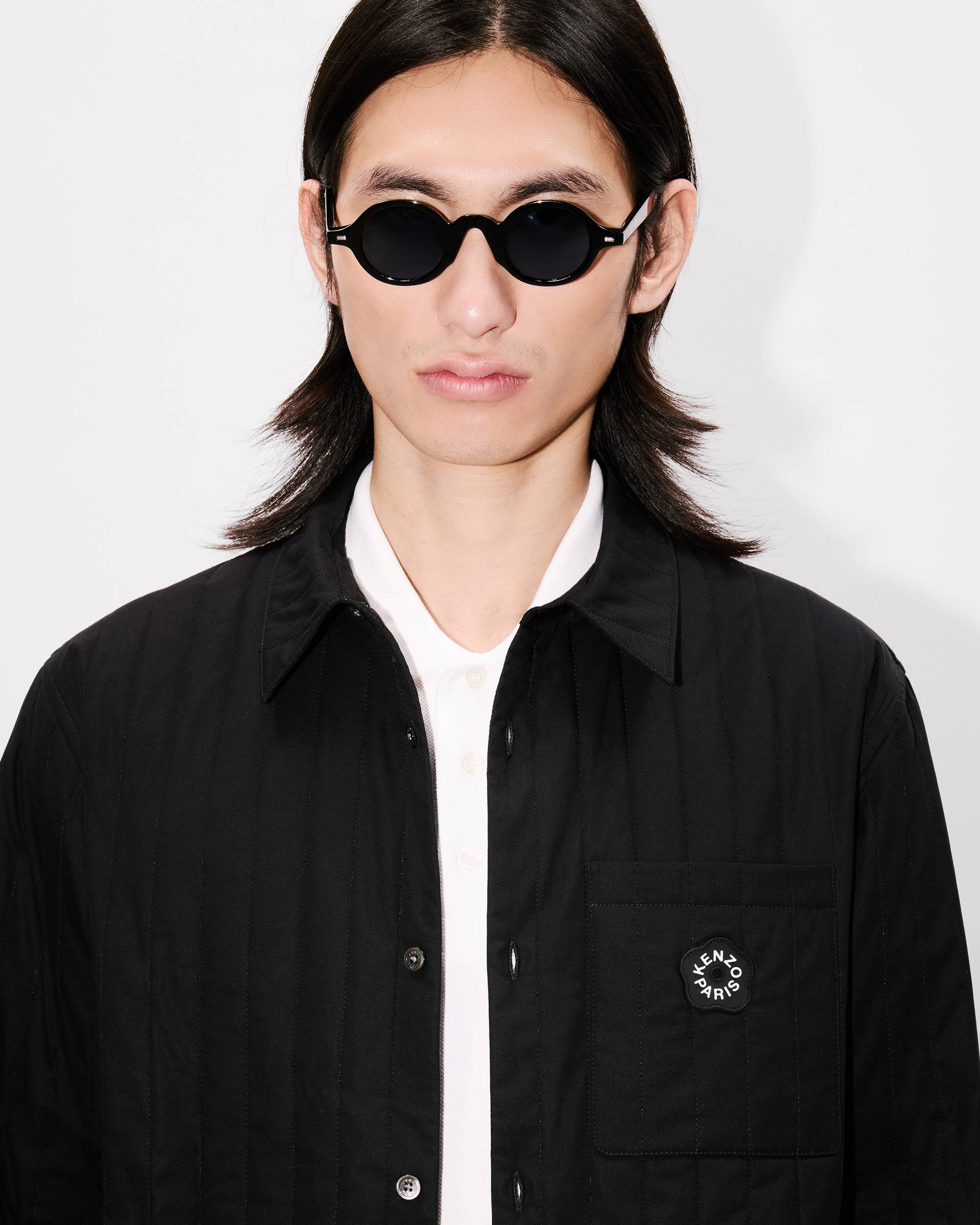 'Boke Flower 2.0' genderless padded overshirt in cotton poplin - 11