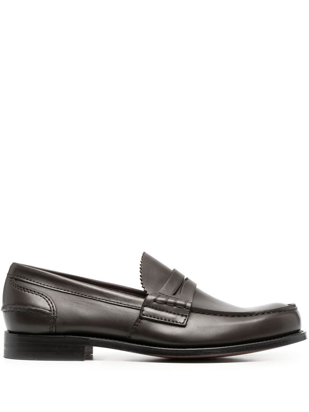 polished-finish round-toe loafers - 1