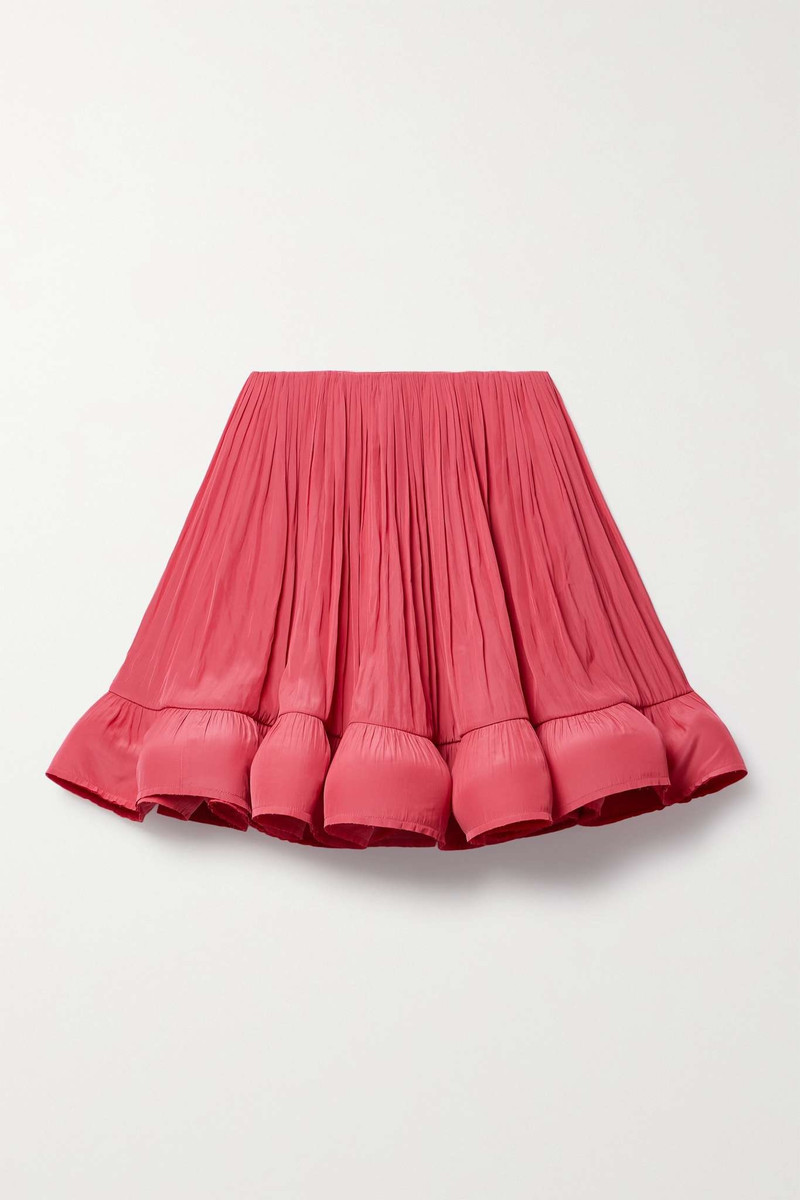 Ruffled gathered charmeuse mini skirt - 1