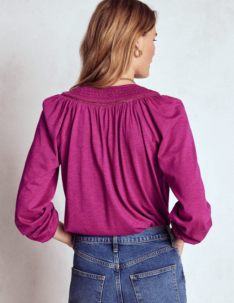 Georgia Smocked Jersey Top-Rich Magenta 4