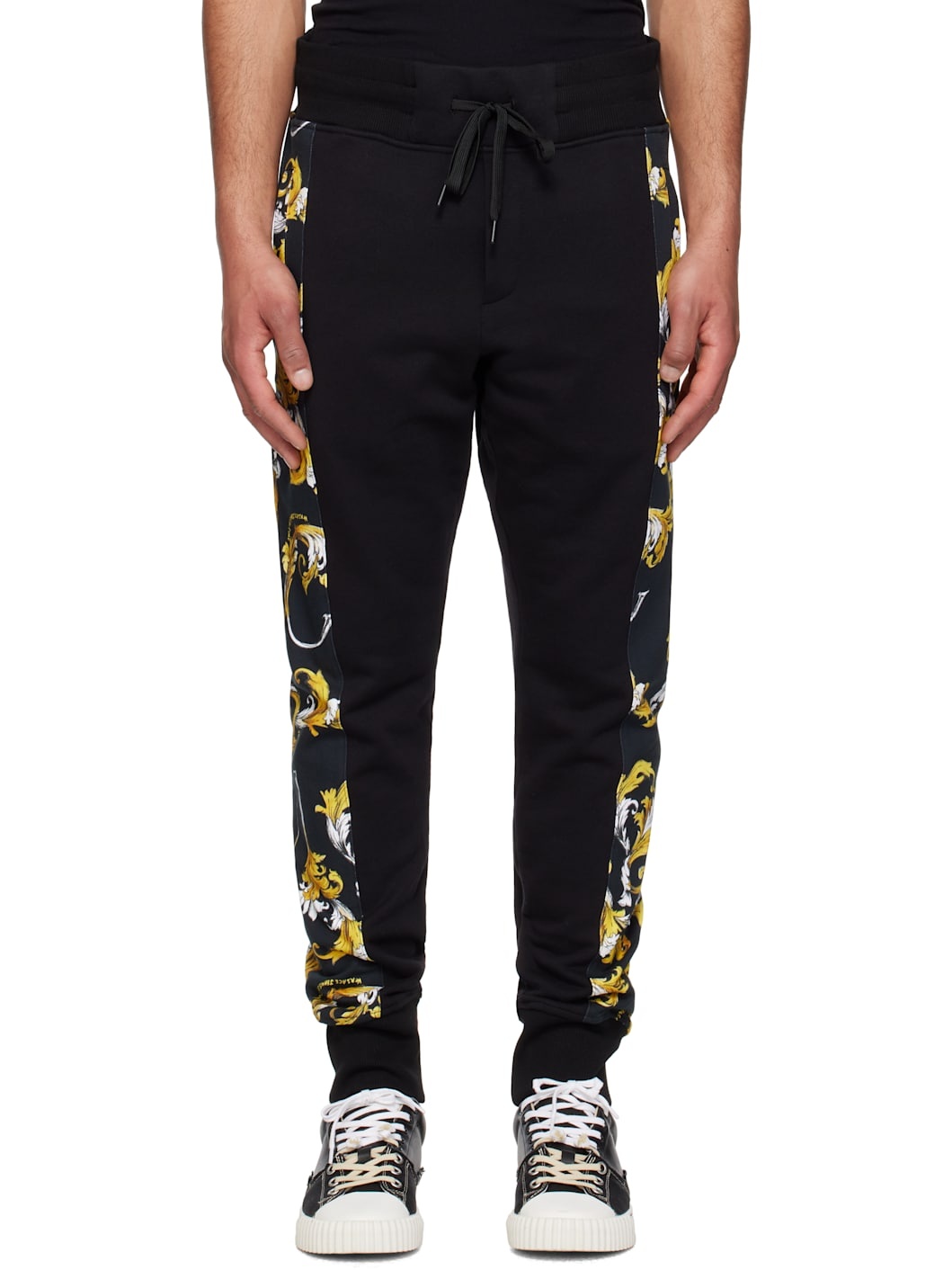 Black Graphic Trim Sweatpants - 1
