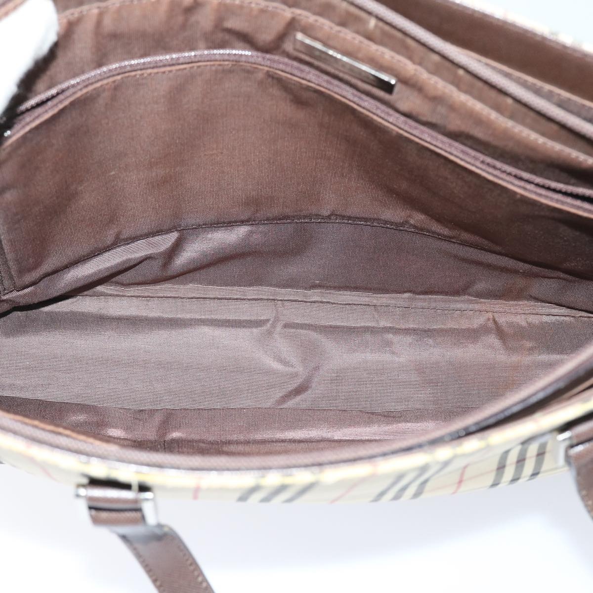 Burberry Nova Check Tote Bag Nylon Canvas Beige - 12