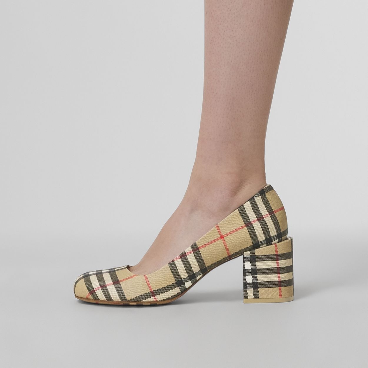 Vintage Check Block-heel Pumps - 3