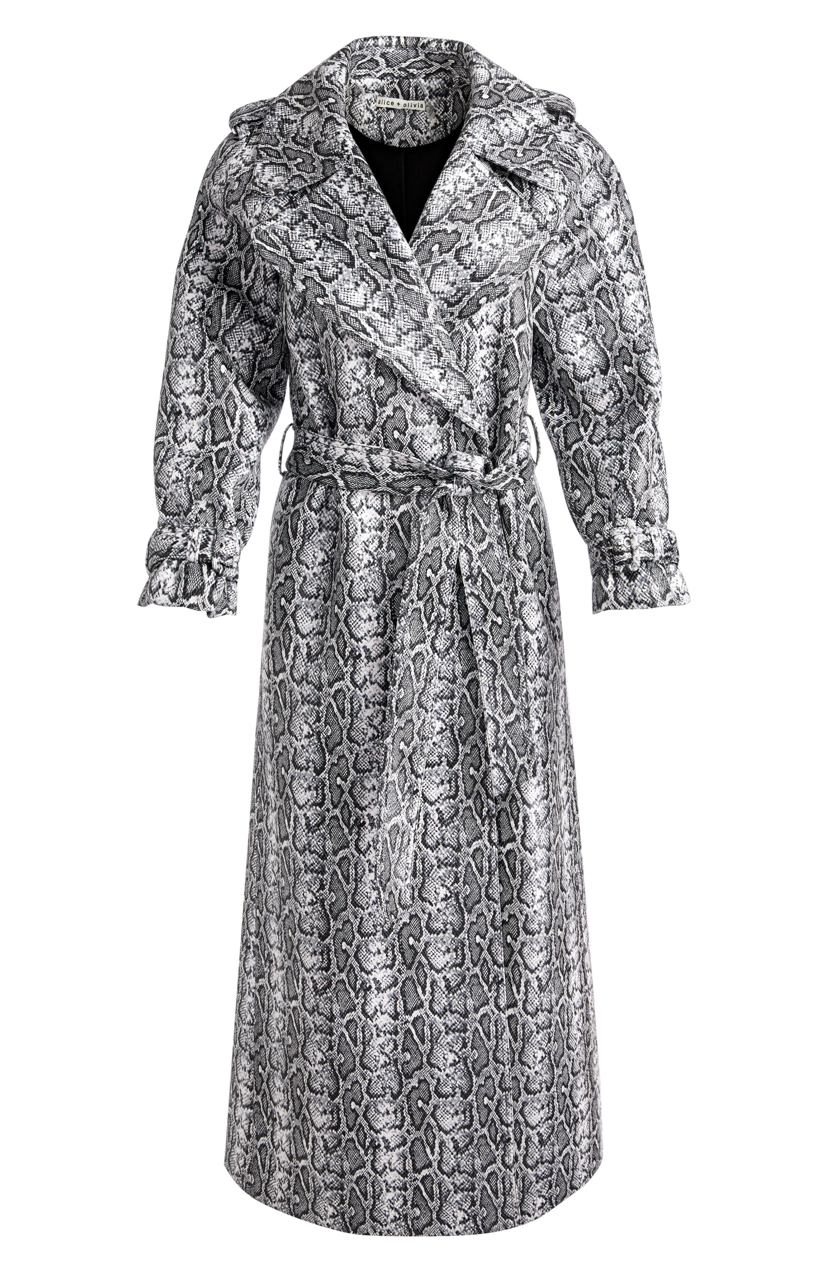 Alice + Olivia Jarret Snakeskin Print Coat in Off White/Black Python at Nordstrom - 4