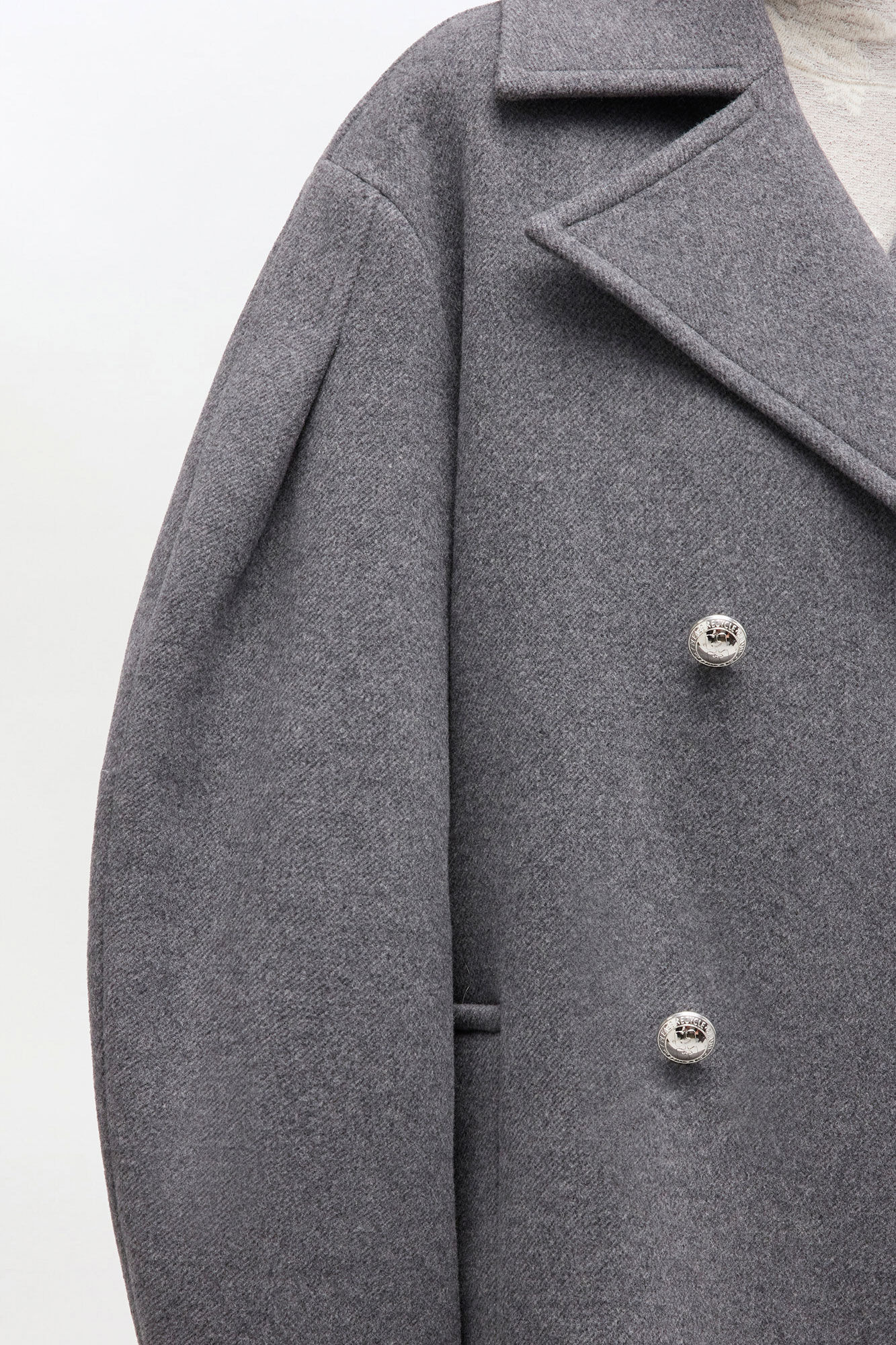 GREY WOOL PEACOAT SHORT - 4