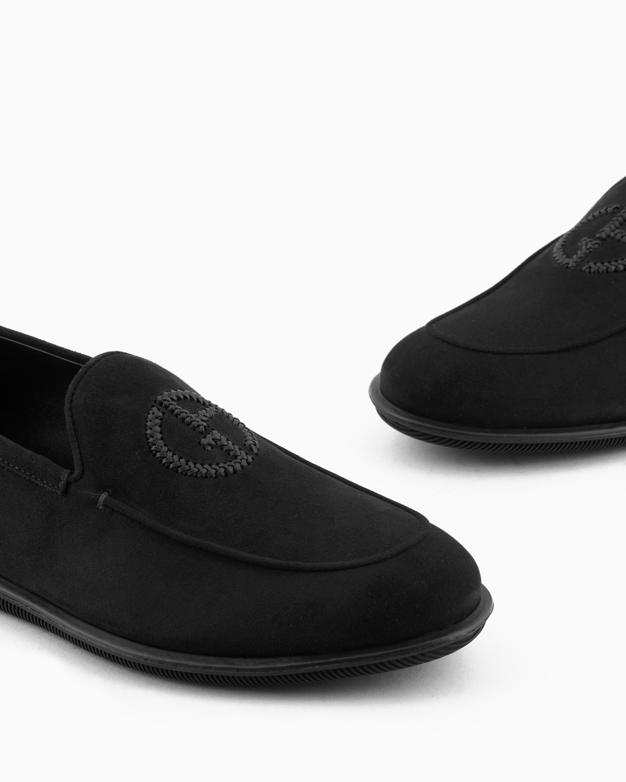 Suede loafers with embroidered logo - 5