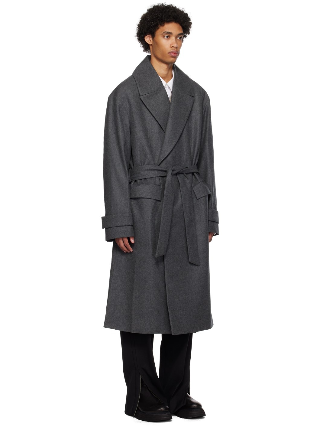 Gray Double-Breasted Coat - 2