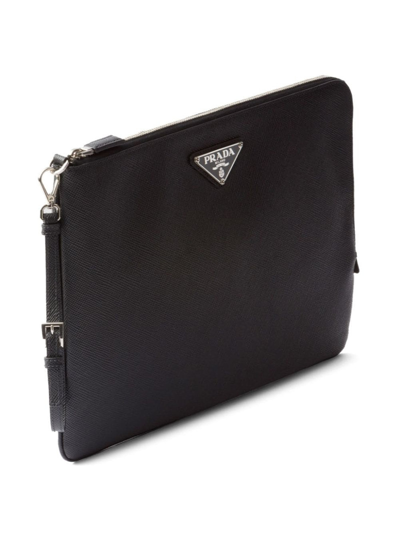 triangle-logo leather clutch bag 3
