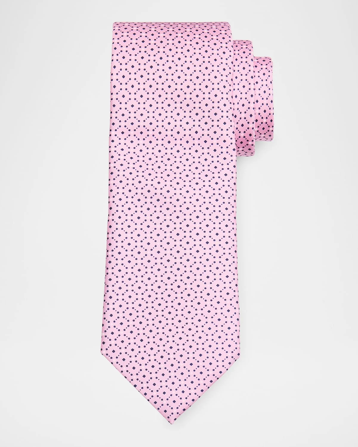 Men's Lattice-Print Silk Tie - 1