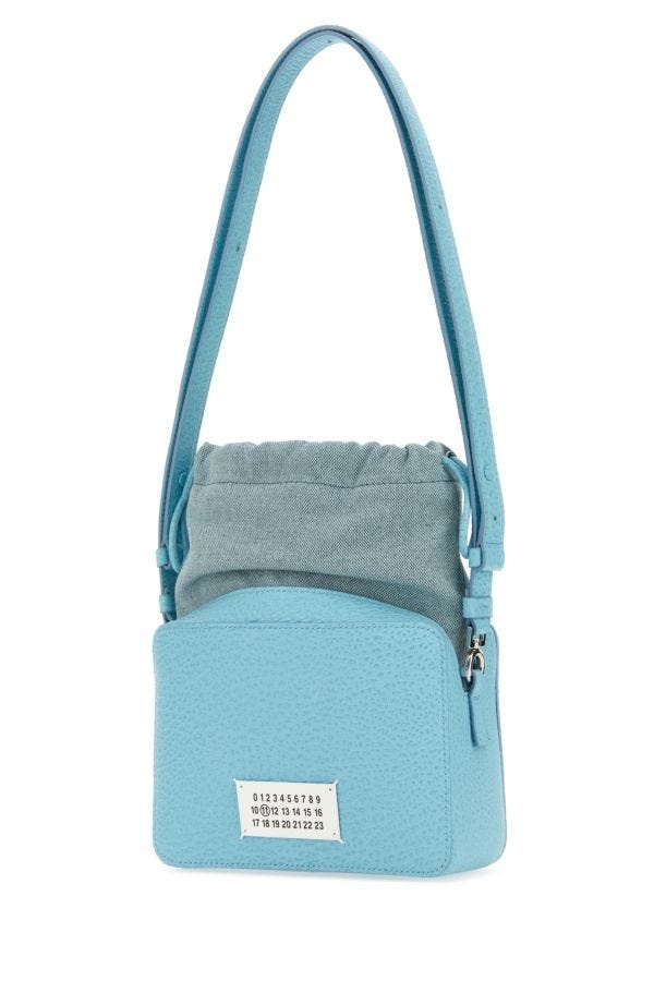 Light blue leather and fabric 5AC bucket bag - 2