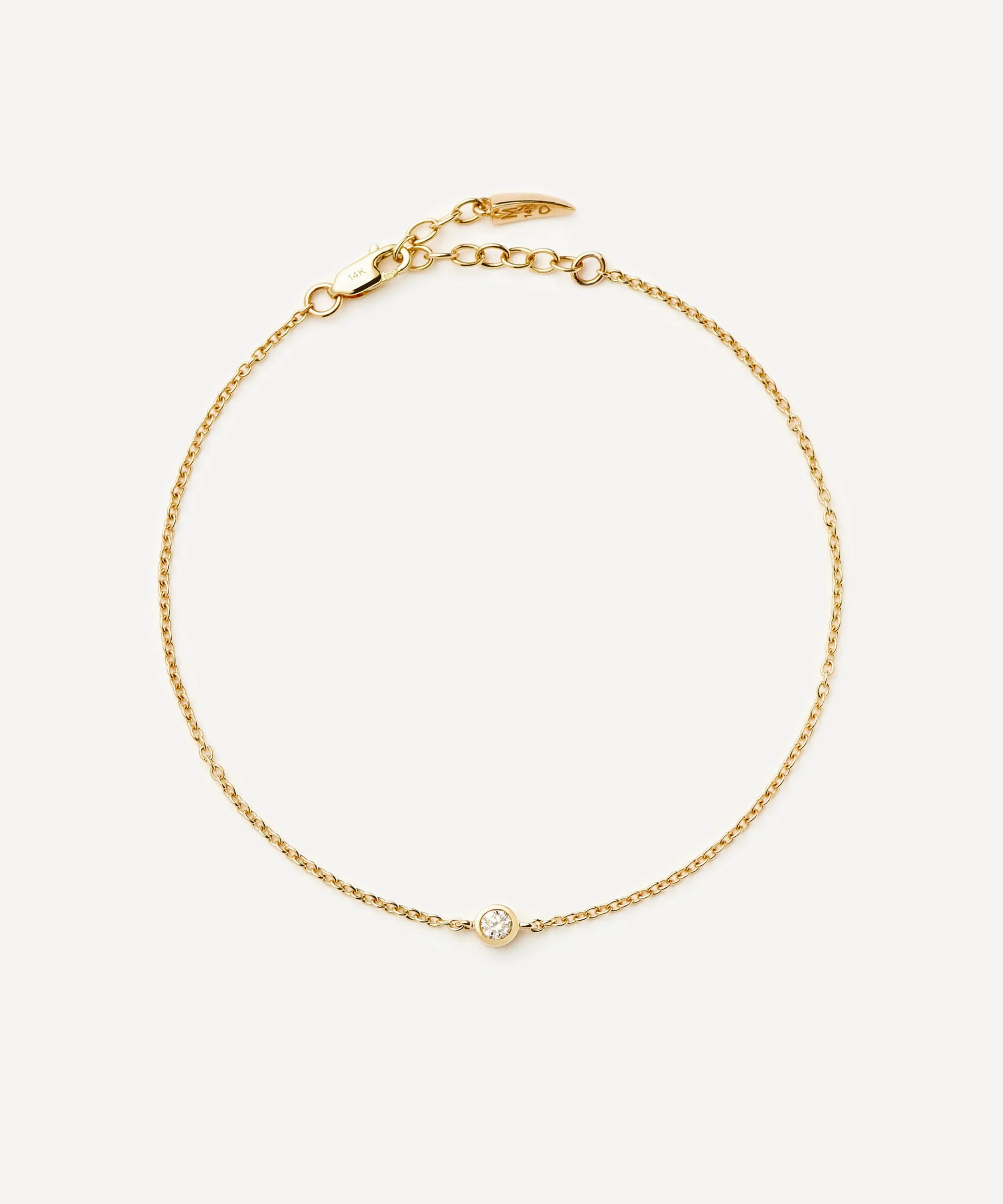 14ct Gold Fine Solitaire Diamond Bracelet - 1