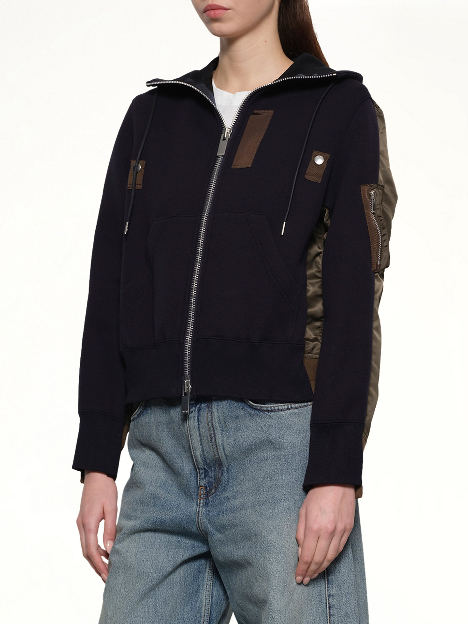 Sponge x Nylon Twill Hoodie in Navy/Dark Khaki - 6