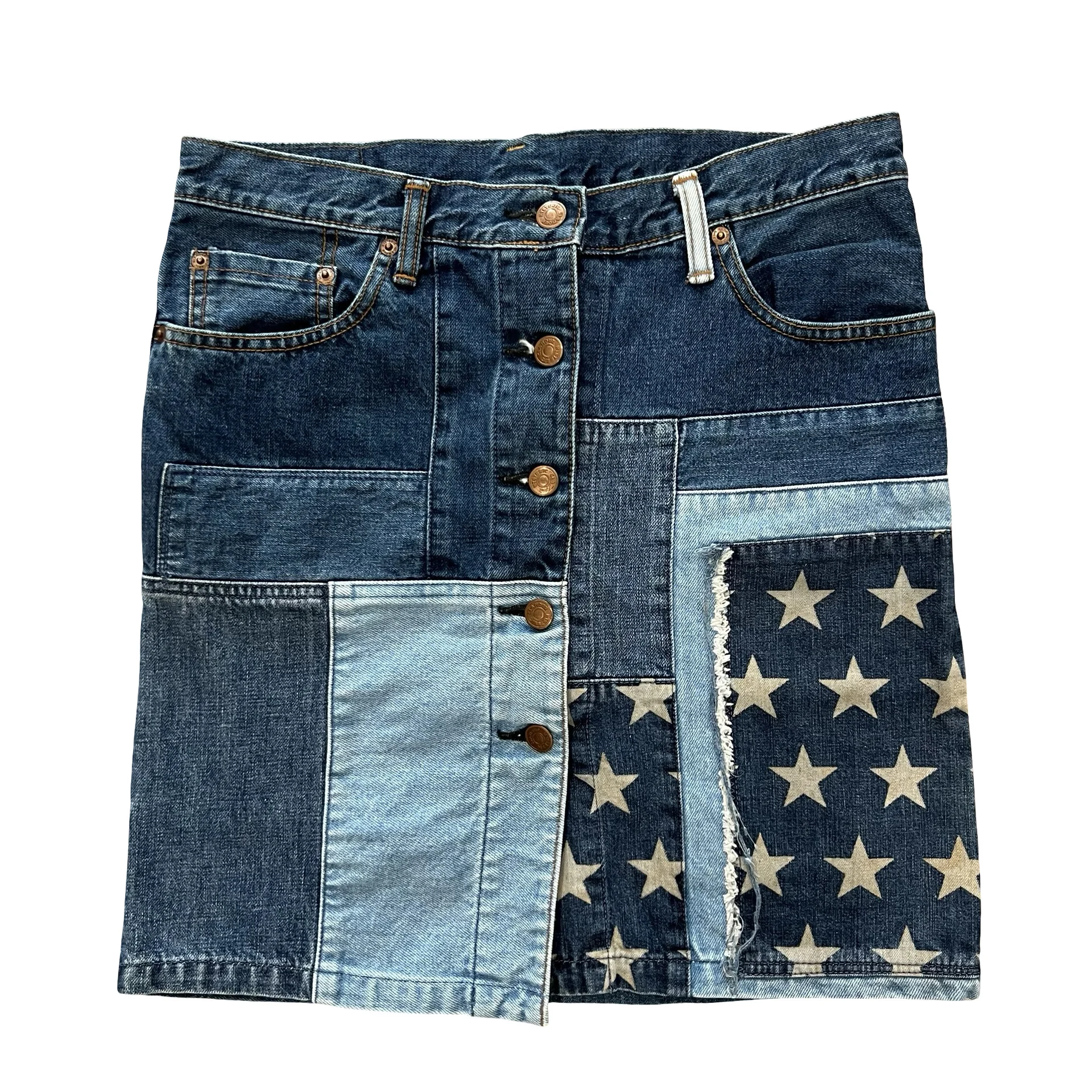 Hysteric Reconstructed Denim Skirt SZ S - 1