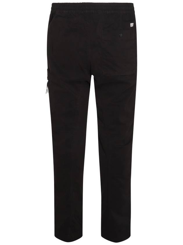 Linen Blend Cargo Straight Pants Black - 3