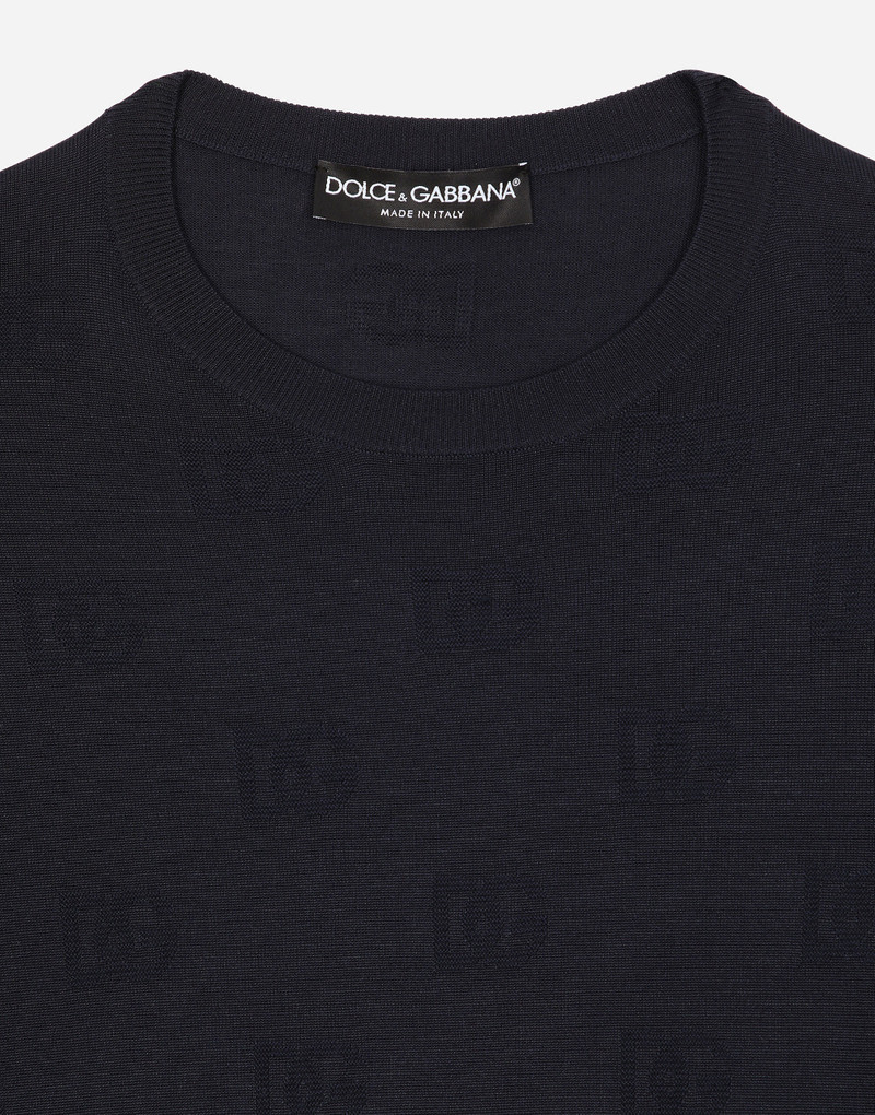Silk round-neck sweater with all-over DG inlay 3
