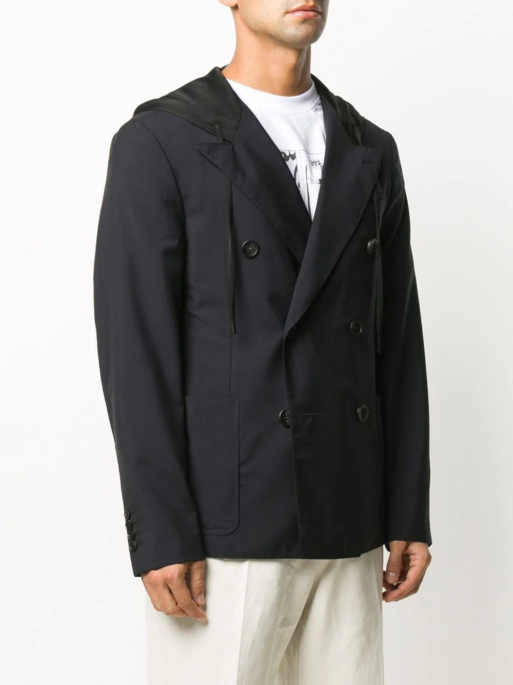 double-breasted hooded blazer - 3