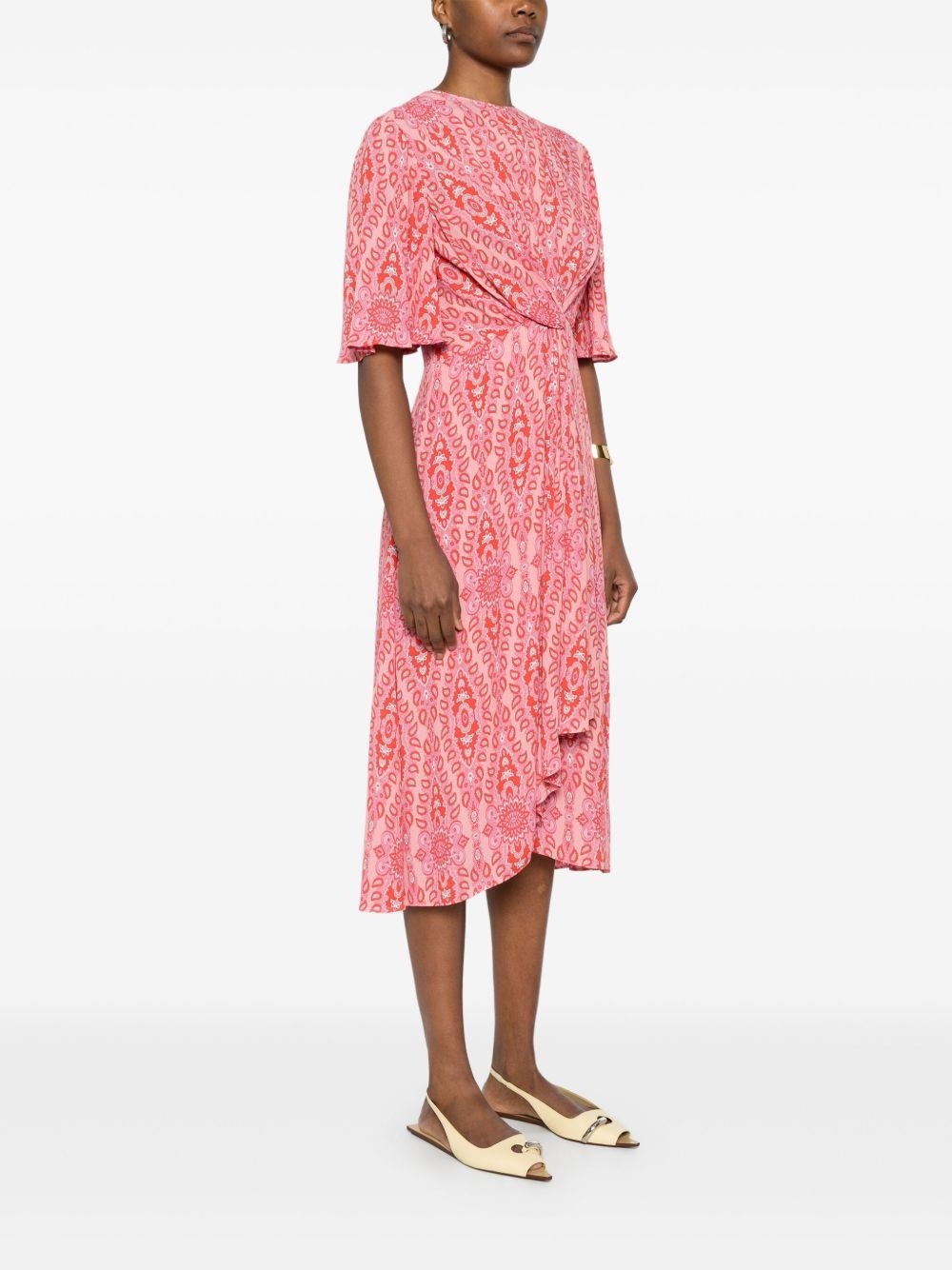 printed flared midi dress - 3