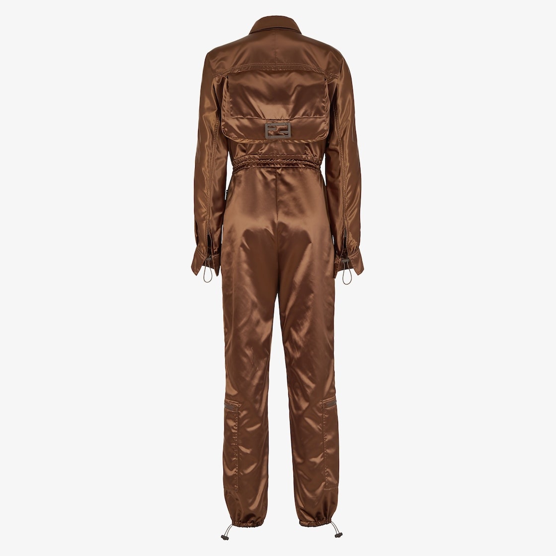 Cargo trouser jumpsuit with front zipper closure and four zipper pockets on the legs. Shirt collar w - 2
