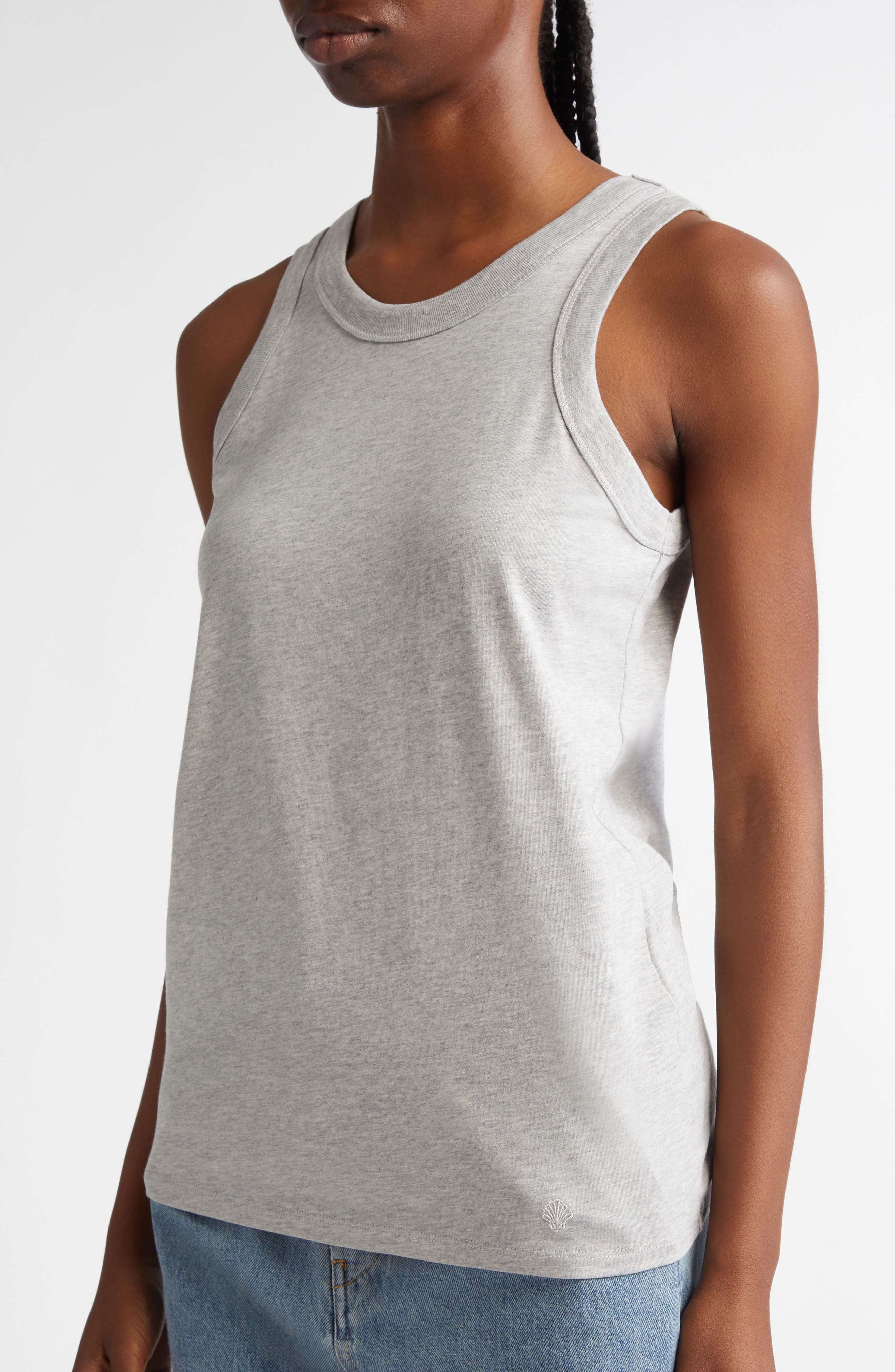 LOULOU DE SAISON Poso Supima® Cotton Tank in Grey Melange at Nordstrom - 4