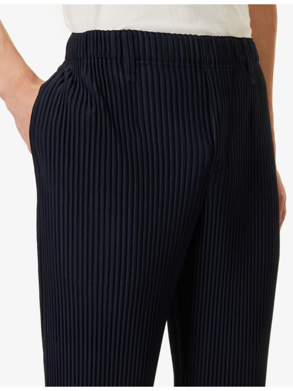 Basic pleated straight-leg regular-fit knitted trousers - 5