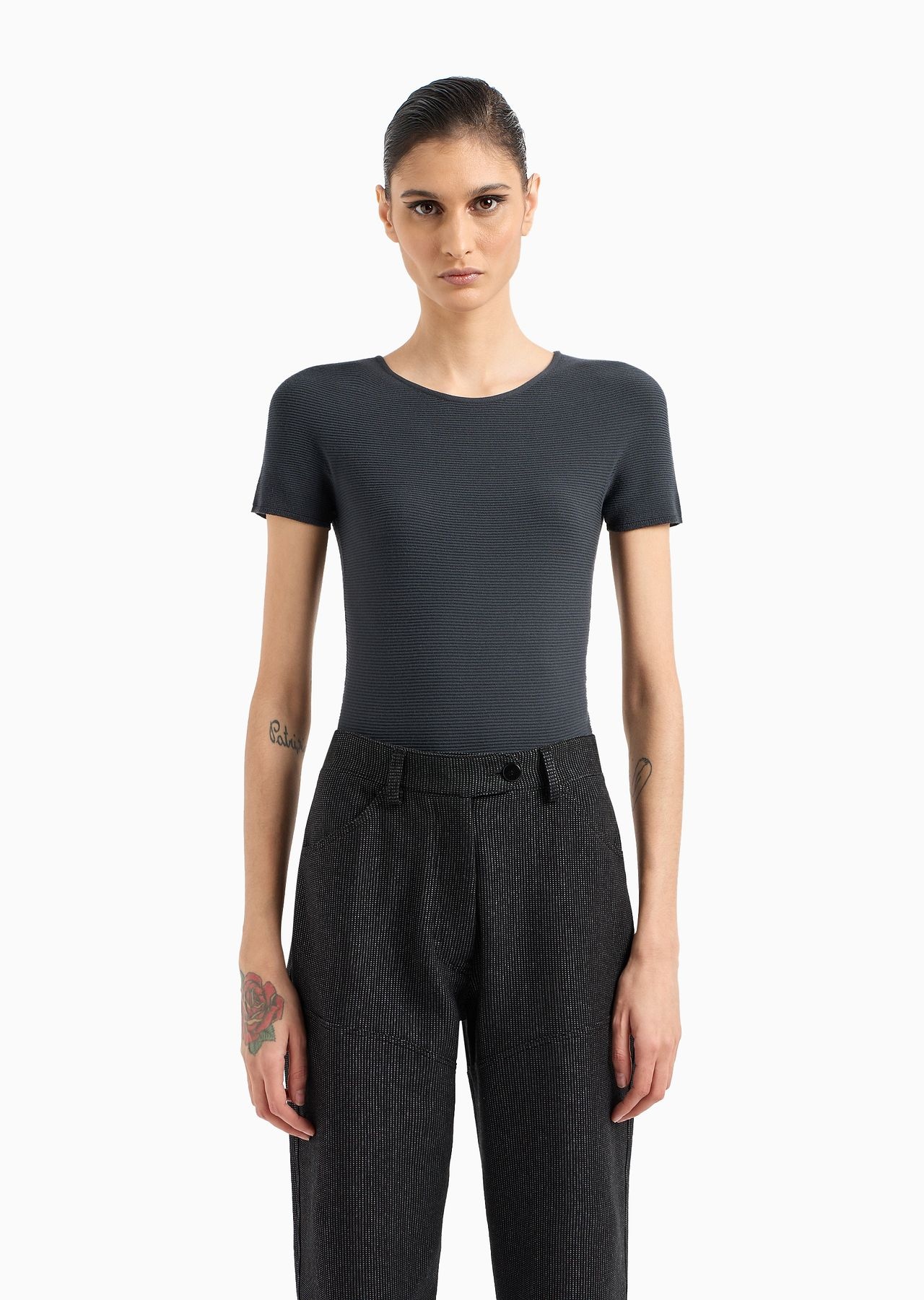 Links-stitch viscose short-sleeved jumper - 2