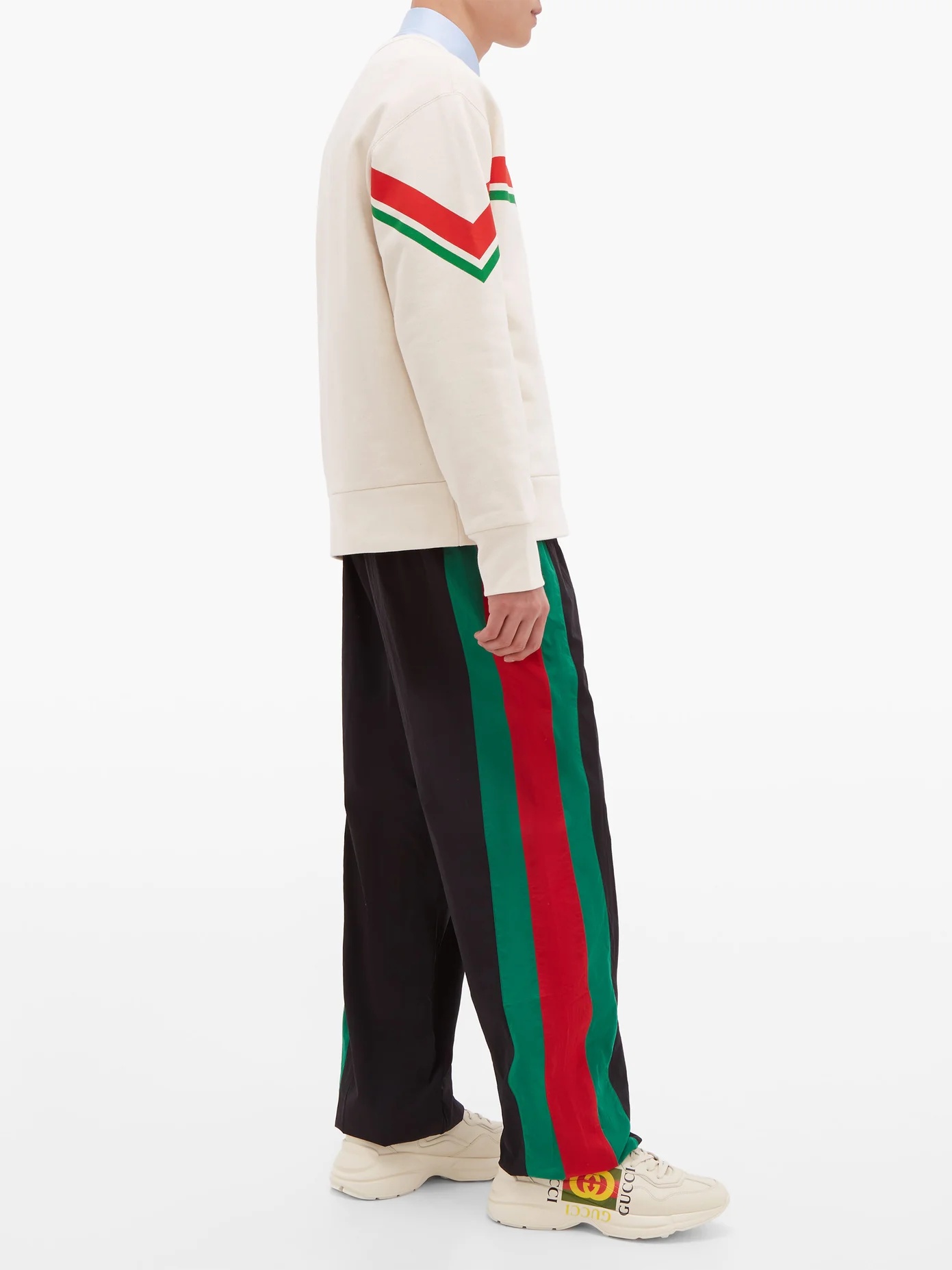 Web-stripe cotton track pants - 3