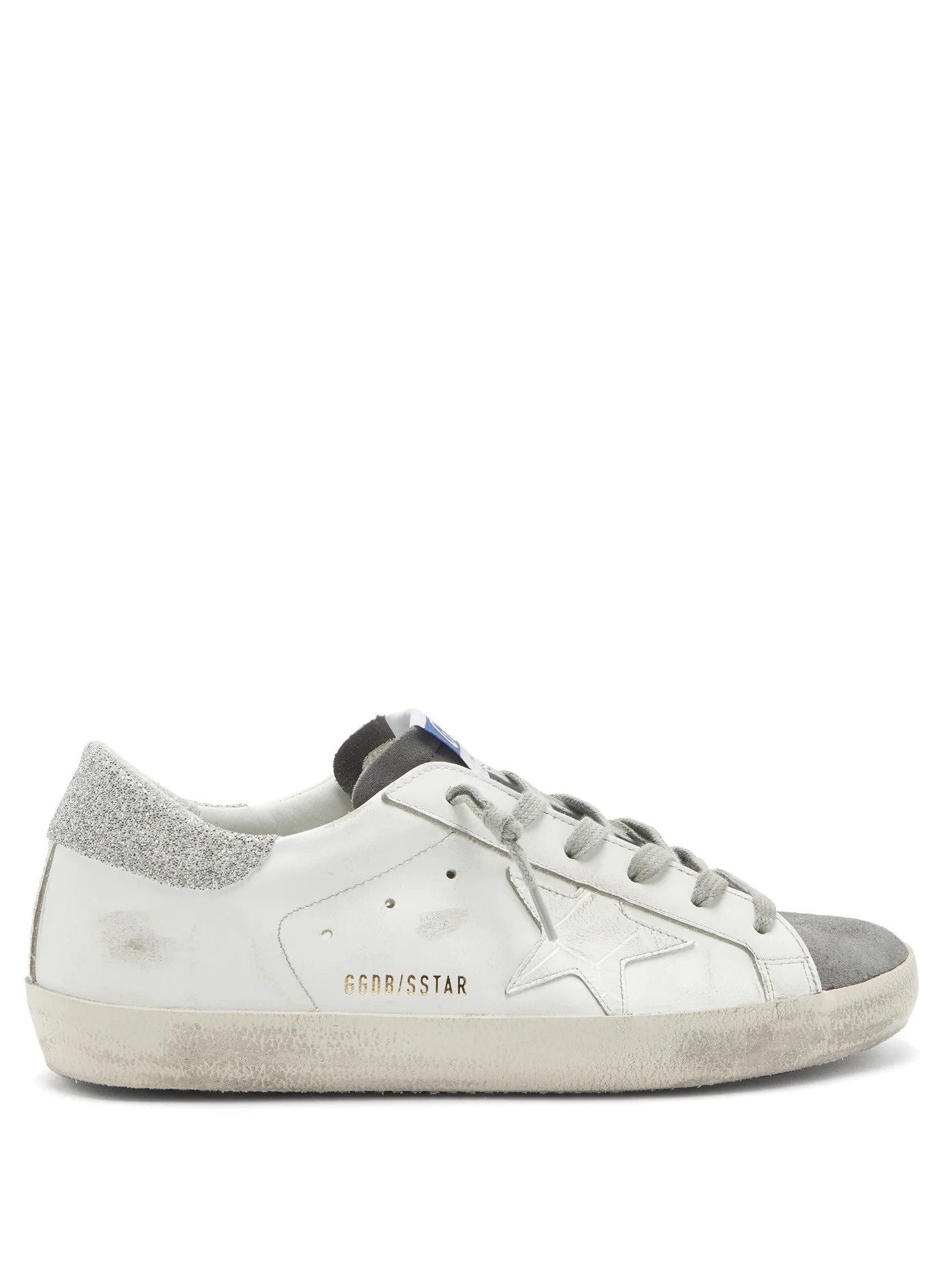 Superstar glitter-panelled leather trainers - 1